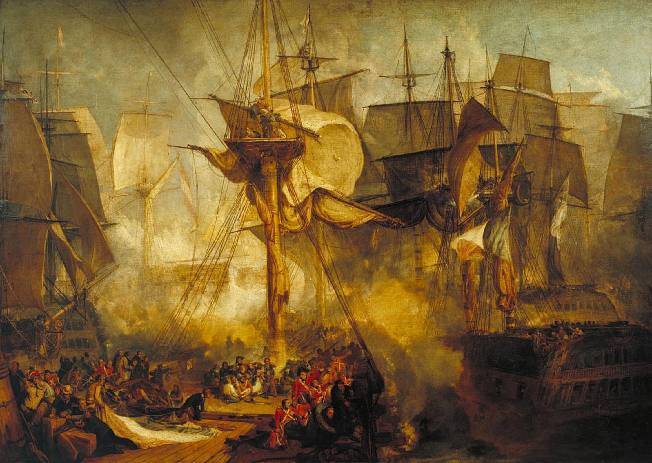 Serendipitp No Frame Retro Picture Poster Wall Art Pictures Painting The Battle Of Trafalgar By Mallord William Turner Wall Art Canvas Print For Wall Decor 60X90cm