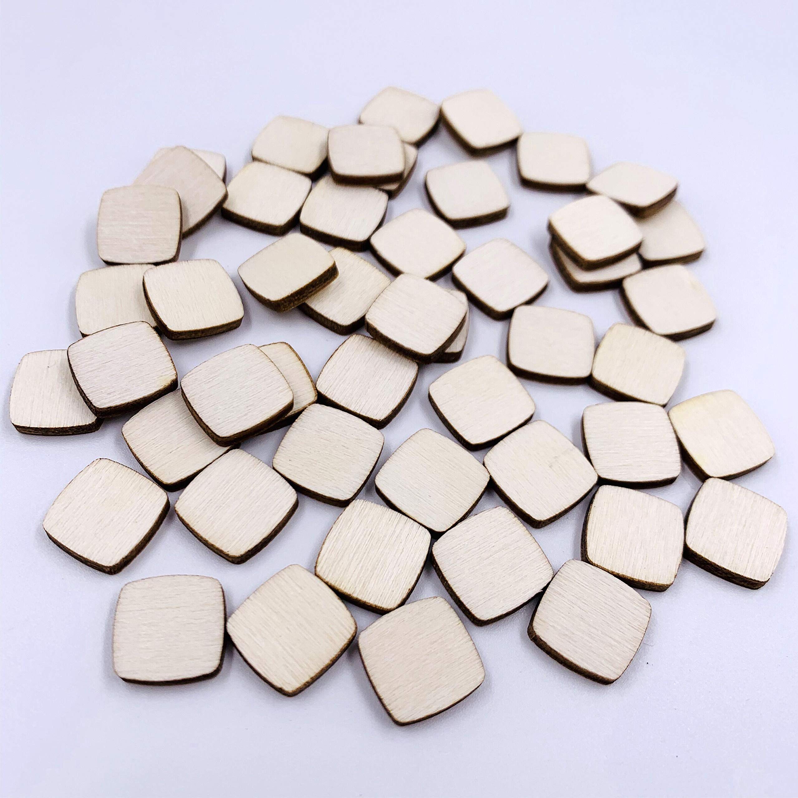 60 Pcs Square Wood Stud Earring Blanks 1/2" Laser Cut Shapes (No Hole)