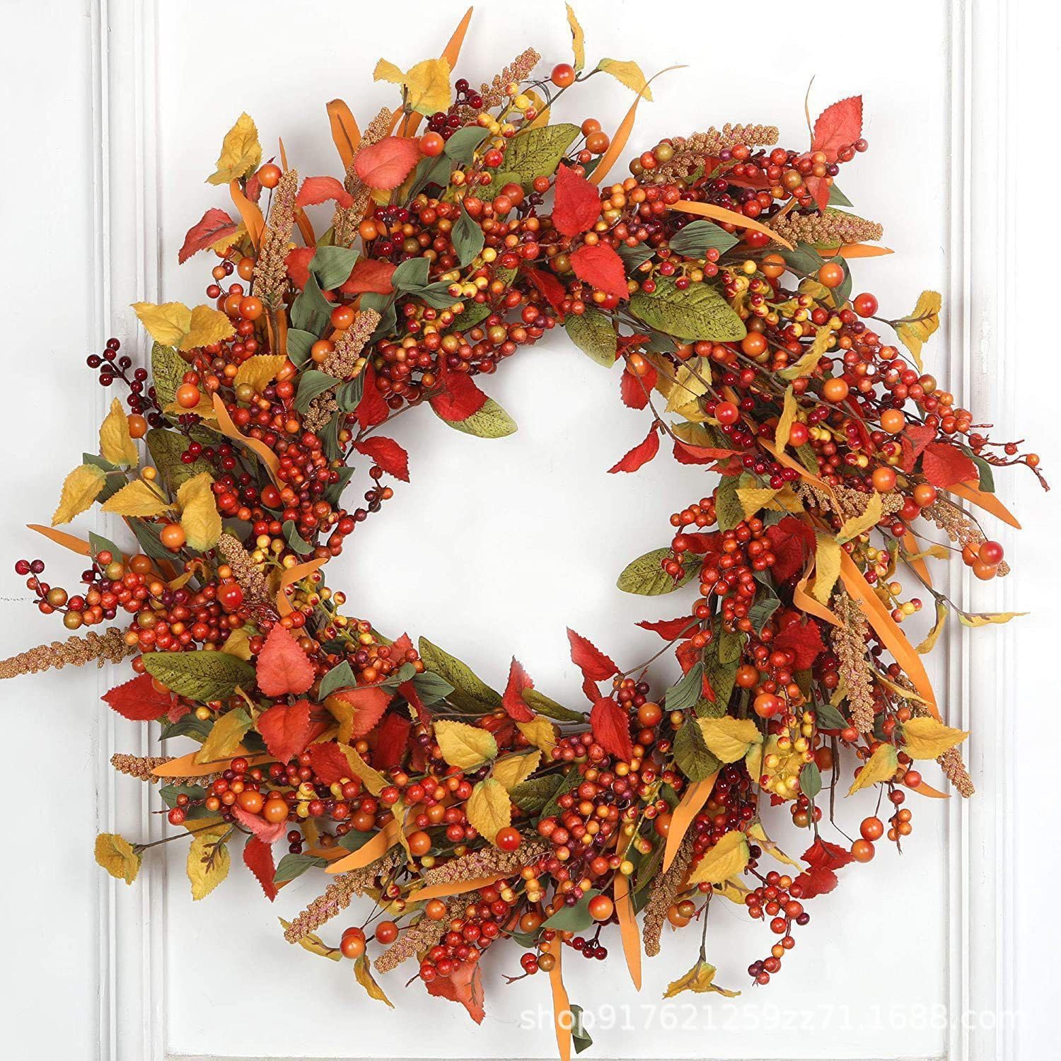 35/40/45cm Autumn Door Wreath, Autumn Wreaths for Front Door, Halloween Wreath Front Door, Seasonal DéCor, Thanksgiving Wreath, All Season Door Wreath for Halloween Thanksgiving (A-35cm)