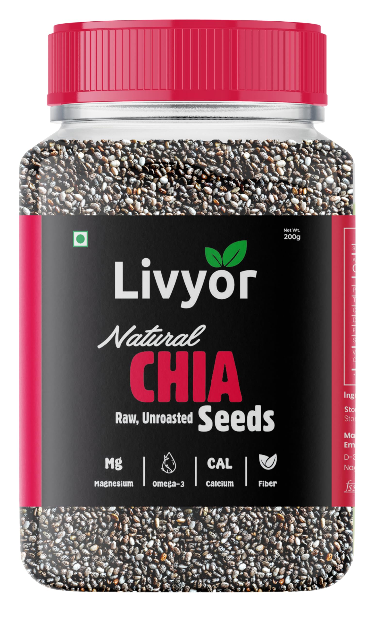 Livyor Raw Chia Seeds - 200gm for Eating | Weight Management with Omega-3 | Rich in Calcium | Rich in Protein and Fiber | Pack of 1 (B0CXJWP8PD) Amazon Price History, Amazon Price Tracker