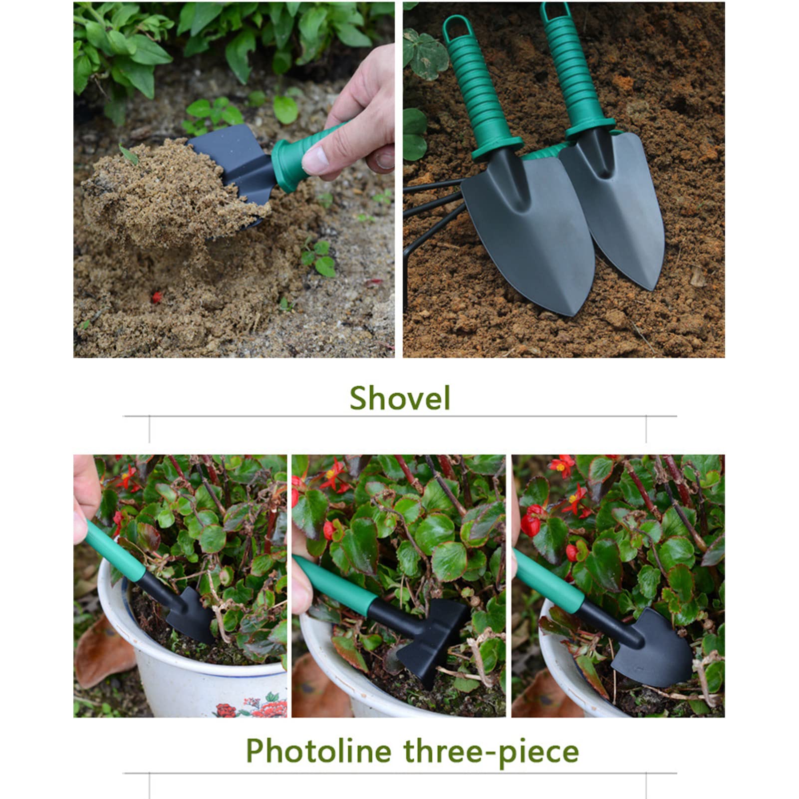Herramientas Jardinería Herramientas Manuales Jardinería 10 Piezas, Kit Pala Poda Plantas en Maceta Juego Deshierbe para Plantar en el Jardín(Juego de 10 Piezas de jardinería Verde.)