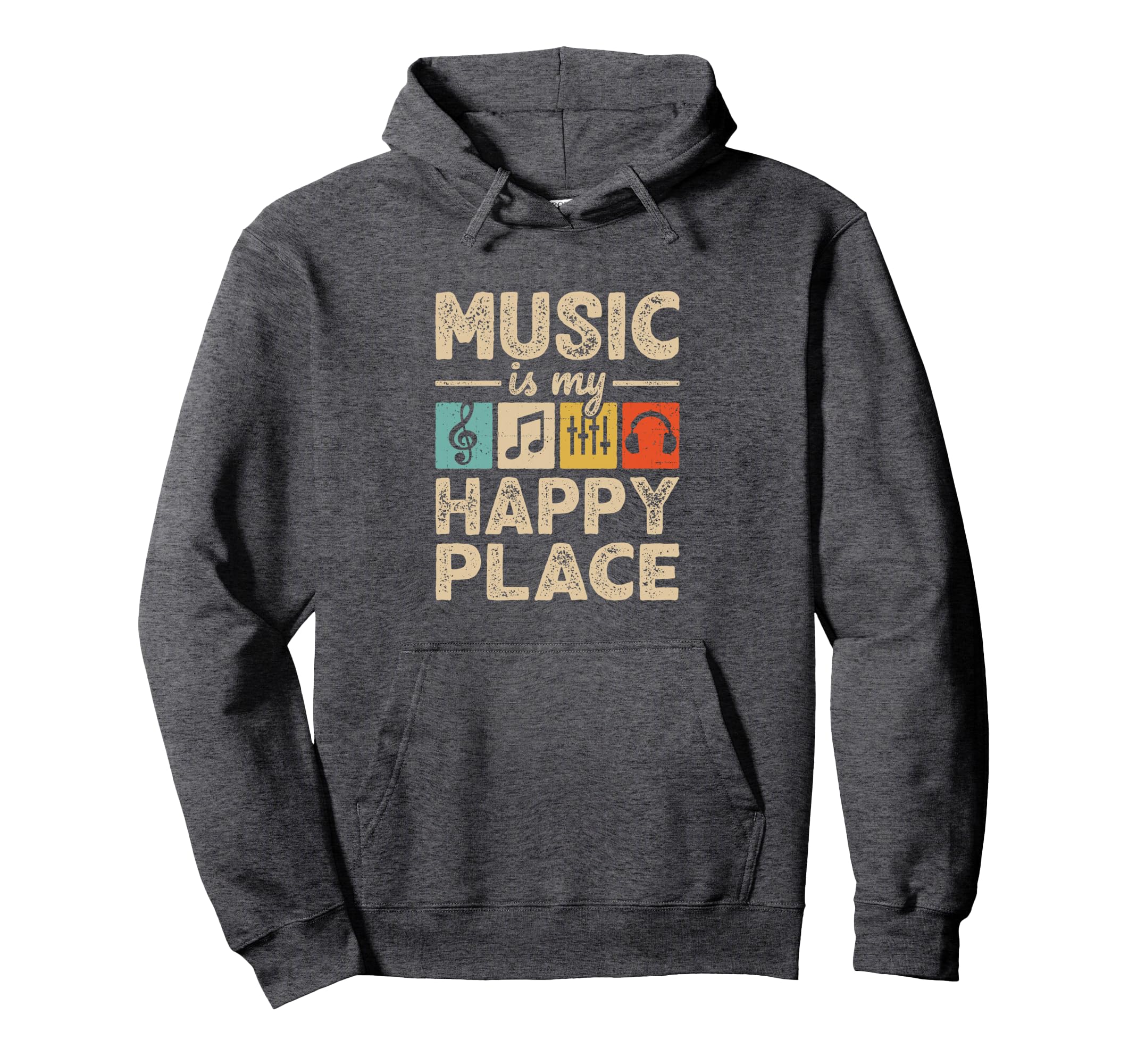 Music Is My Happy Place Lover Musician EDM Music Pullover Hoodie