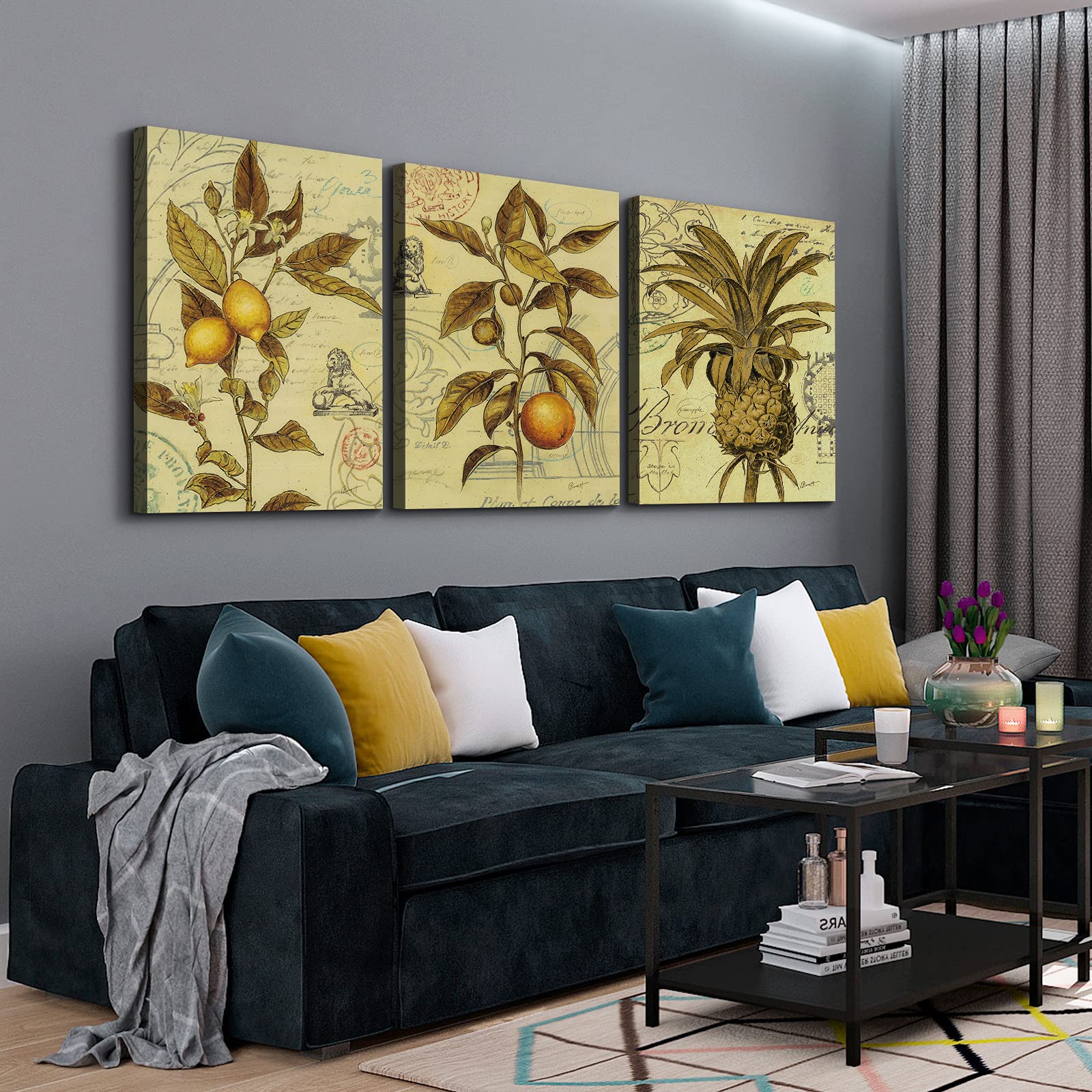 Amazon｜Denozer 3パネルキャンバスウォールアート - ヴィンテージ