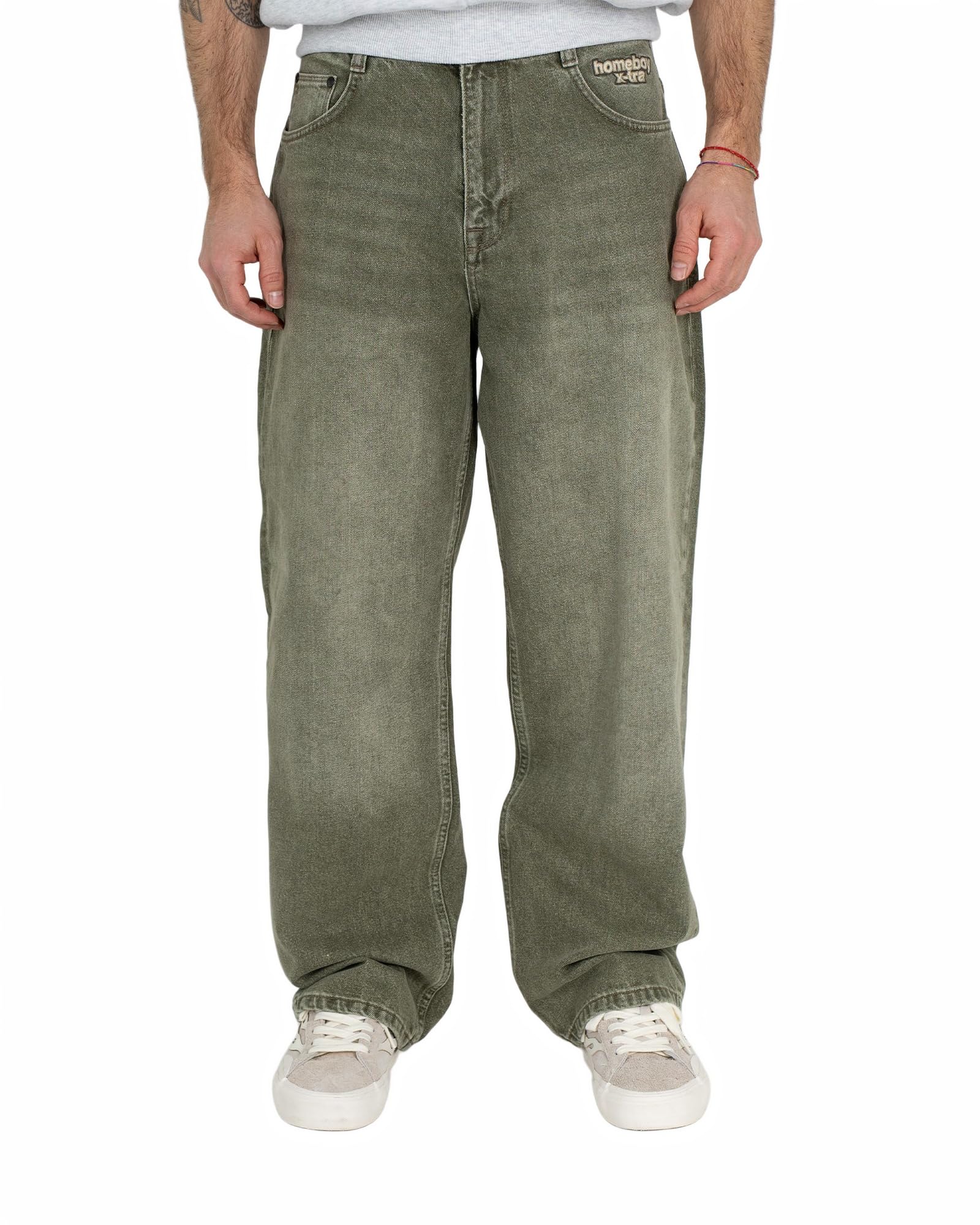Homeboy Unisex x-tra Baggy Dye Denim Pants, Washed Green, 29 L30
