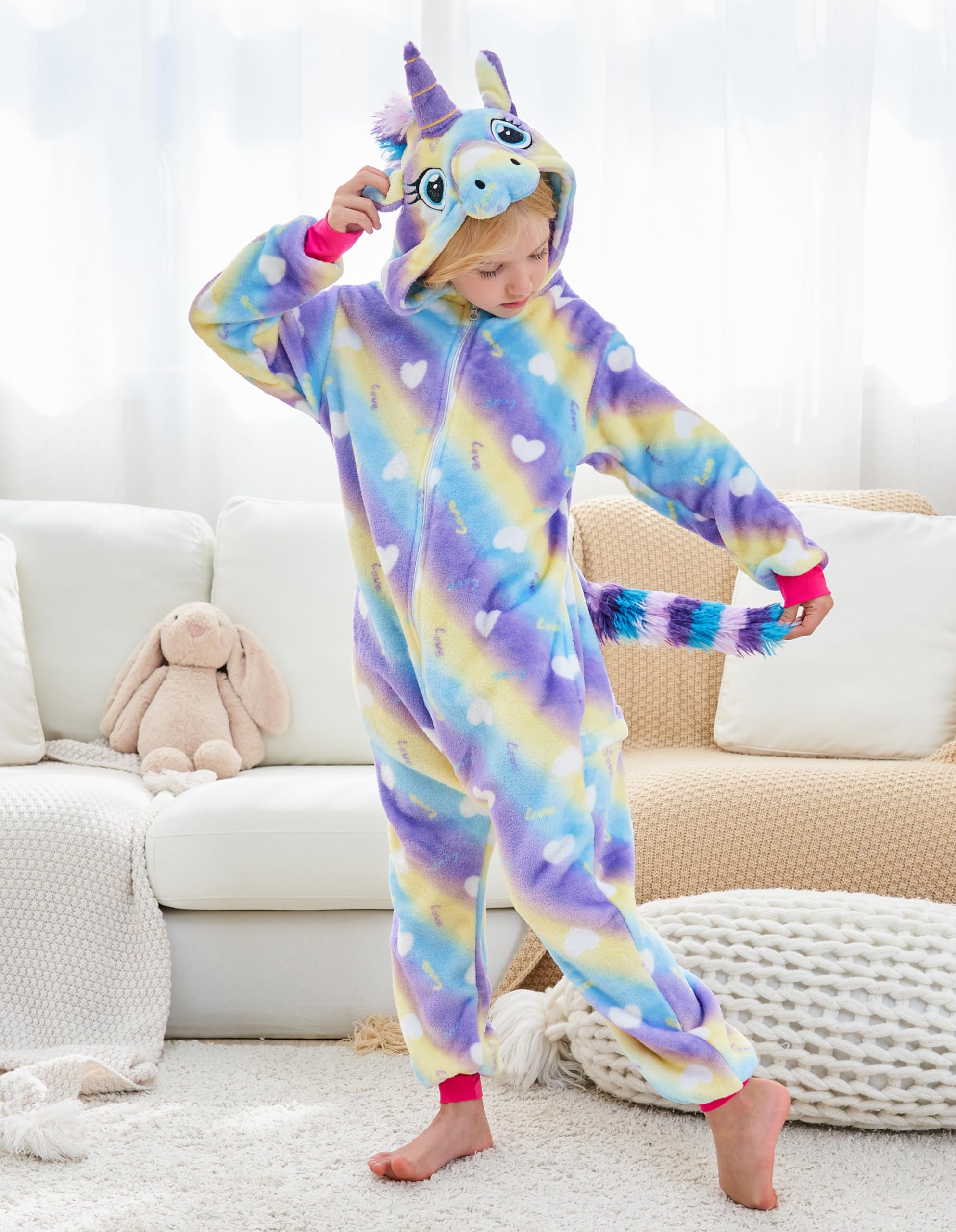 Kids Unicorn Onesie Girls Animal Costume Cosplay Pajamas 5 Years