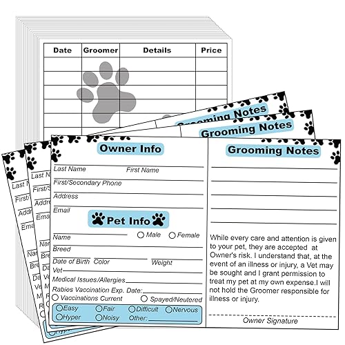 Cat Pet Dog Grooming Cards Groomer Information Check-in Cards for