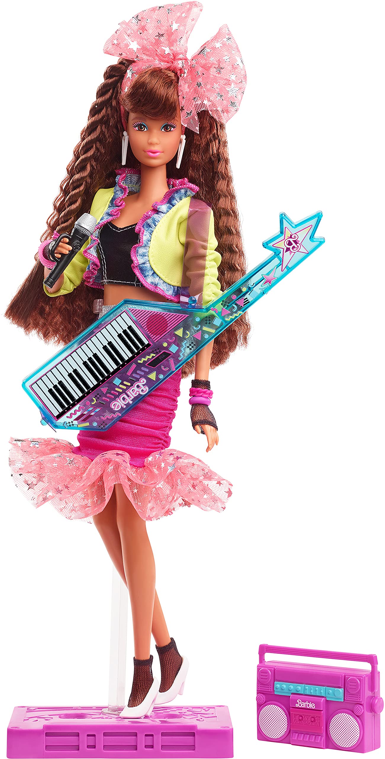 Barbie Rewind 80s Edition Dolls’ Night Out Doll (11.5-in Brunette) in Party Look Featuring Neon Jacket, Skirt & Accessorie...