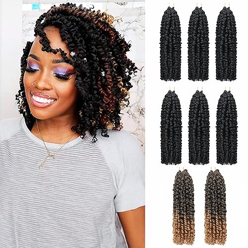 Miniatura 8 de Paquete combinado de cabello de ganchillo Passion Twist (6 paquetes 1B + 1 paquete T1B27+1 paquete T1B30), extensiones de cabello trenzado sintético