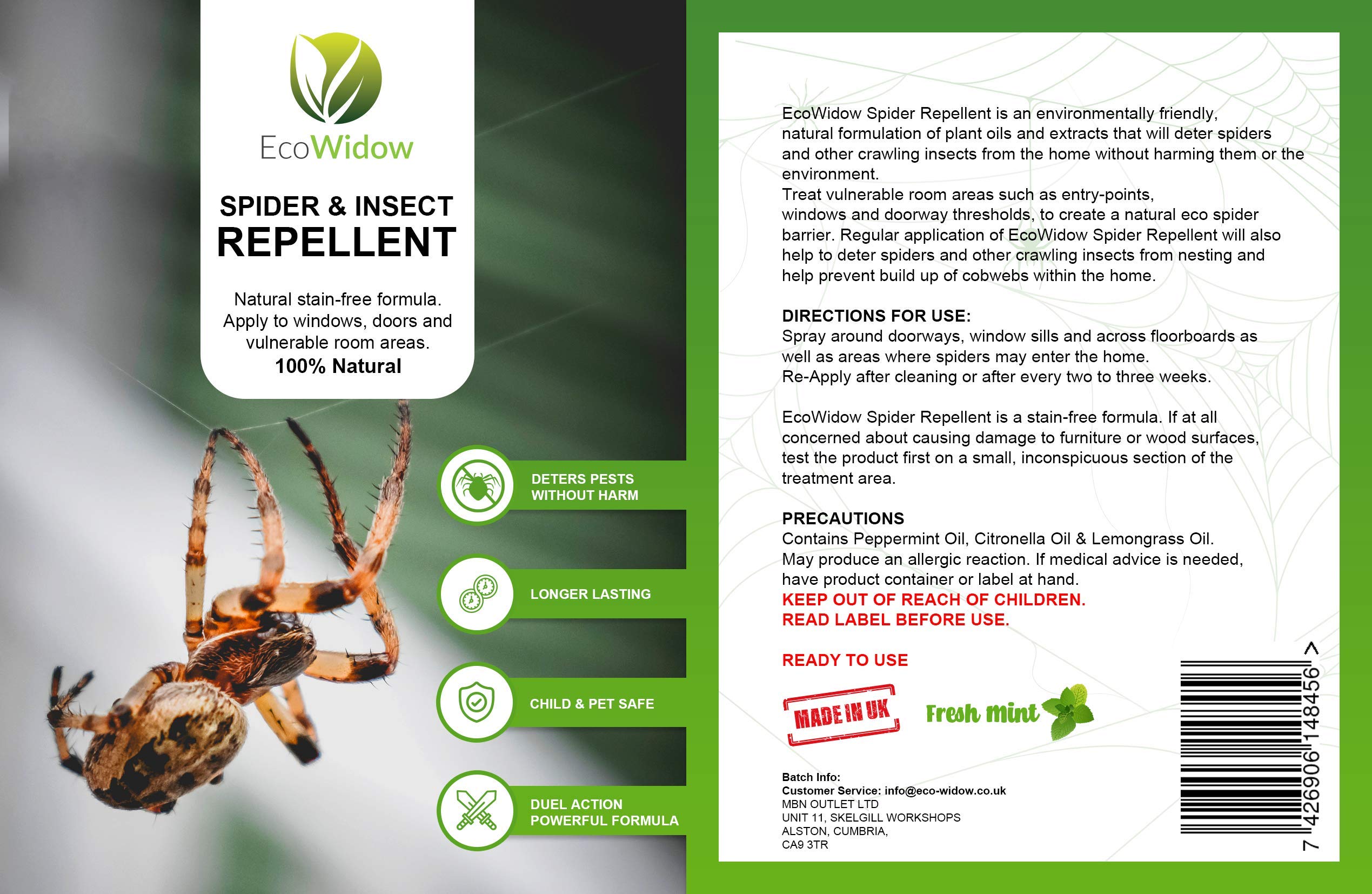 Buy EcoWidow Spider Repellent Spray, Natural Insect Repellent Spray for