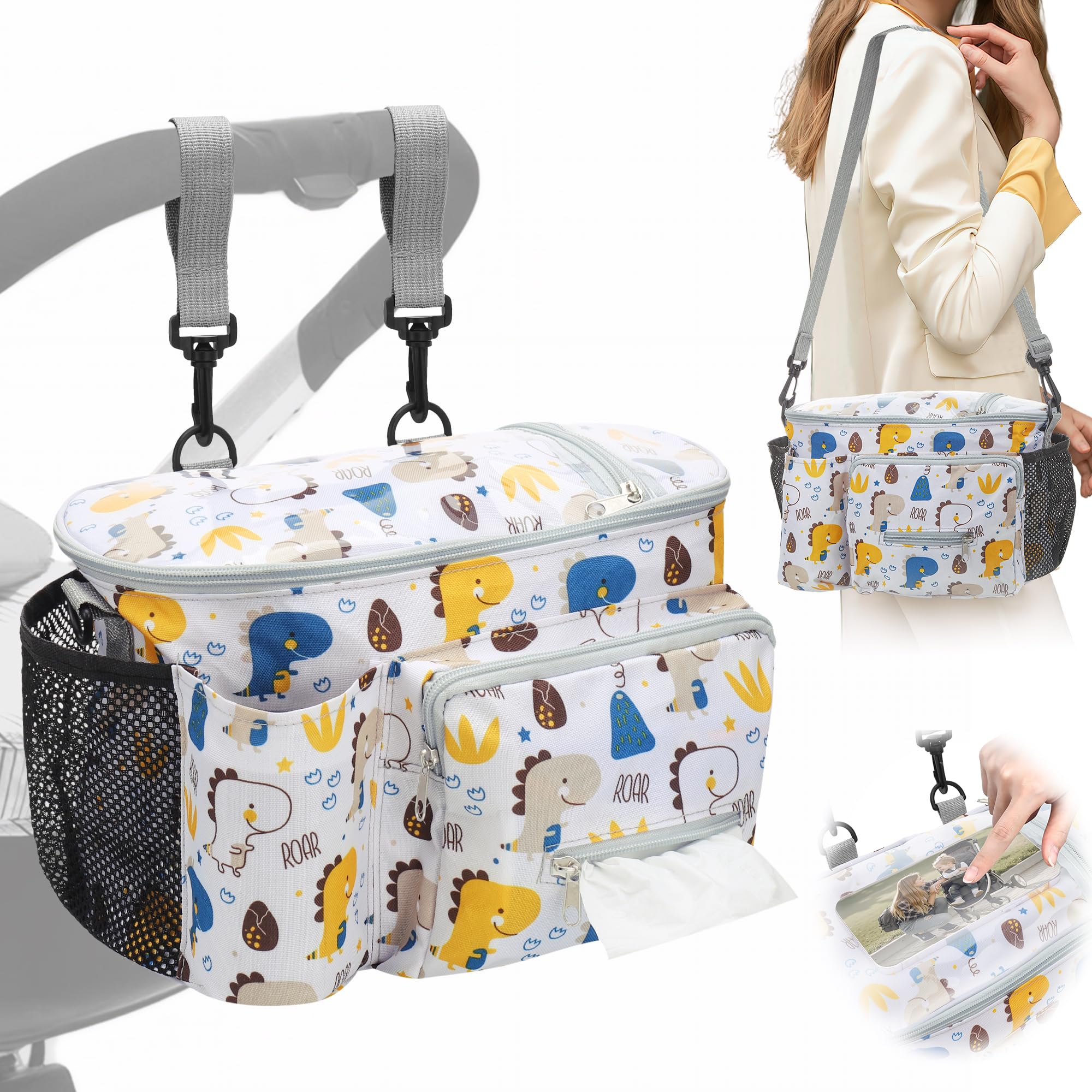 Organizador universal para cochecito de bebé, bolsa para cochecito de bebé, con gran espacio de almacenamiento, práctica bolsa para cochecito de bebé, equipamiento inicial para recién nacidos
