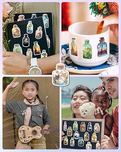 Miniatura 6 de Paquete de 100 calcomanías estéticas de vinilo para botellas de agua, portátil, teléfono