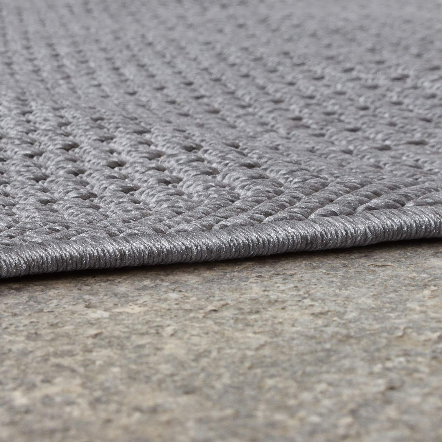 TT Home In-& Outdoorteppich Terrasse Küche Balkon Wetterbeständig Modern Unifarben, Farbe: Grau, Größe:140x200 cm