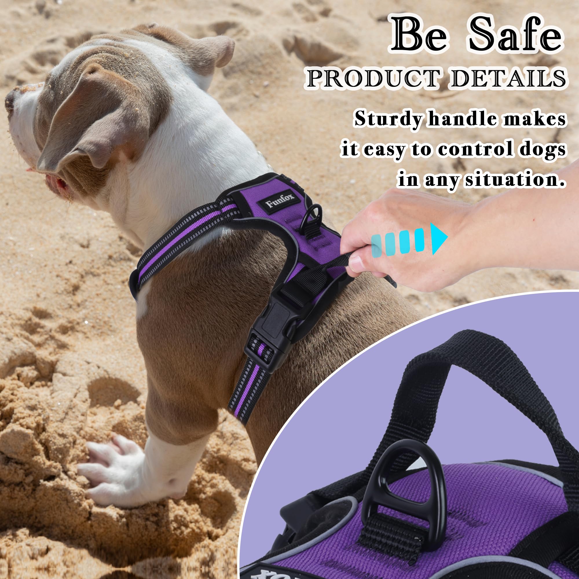 Funfox Dog Harness Small Dog, 2 Clips No Pull Vest Harness Handle Control - Image 4