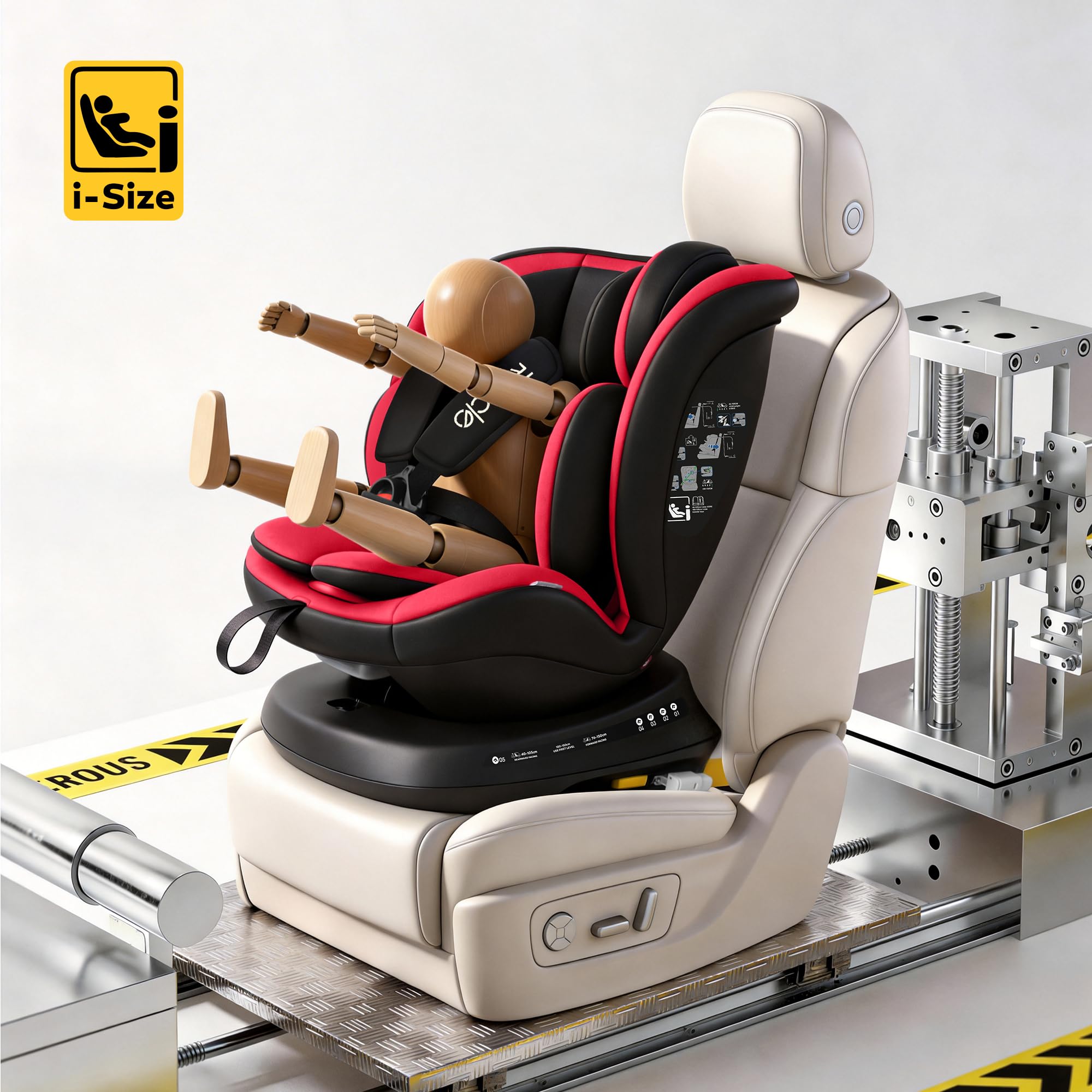Reecle Fotelik dziecięcy 360 i-Size, fotelik samochodowy 40-150 cm, obracany o 360 stopni, 0-12 lat, fotelik samochodowy z ISOFIX (czerwony)