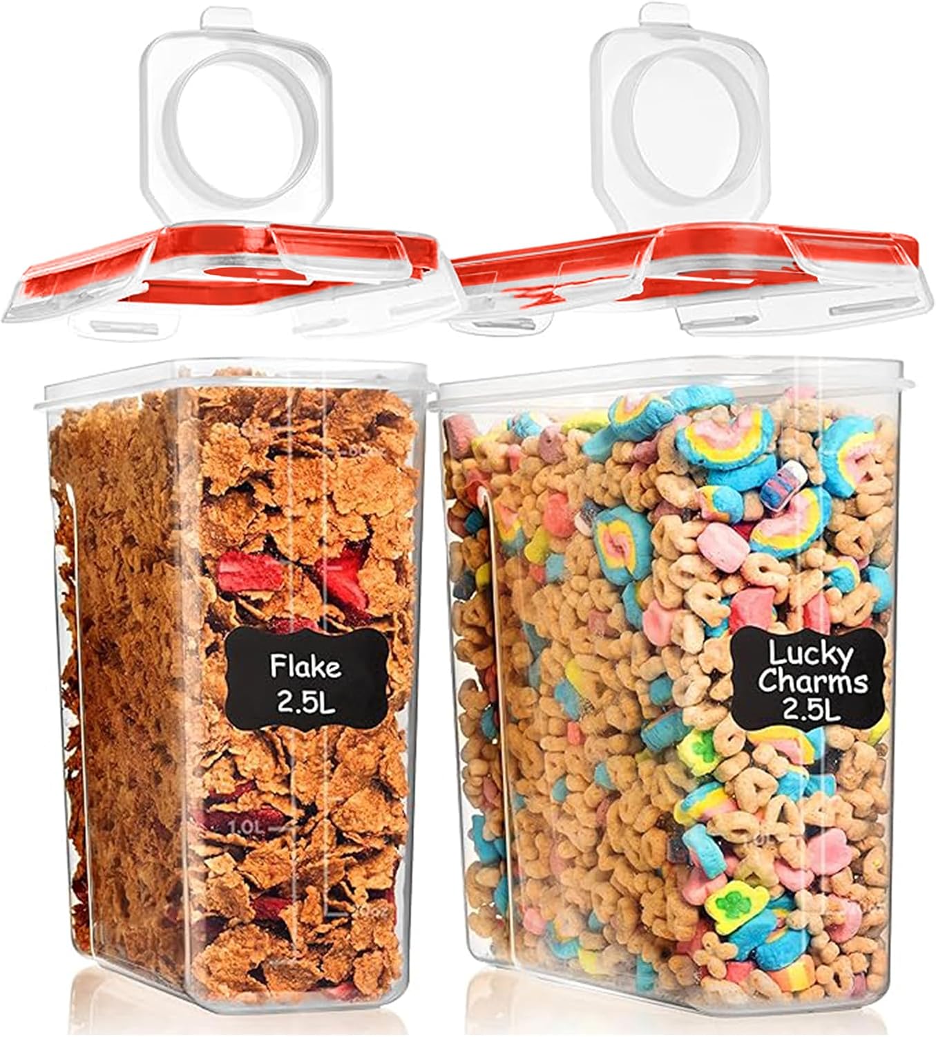Shazo 2 PC (2.5L / 15.4 Oz) Small Airtight Cereal Containers with Lids
