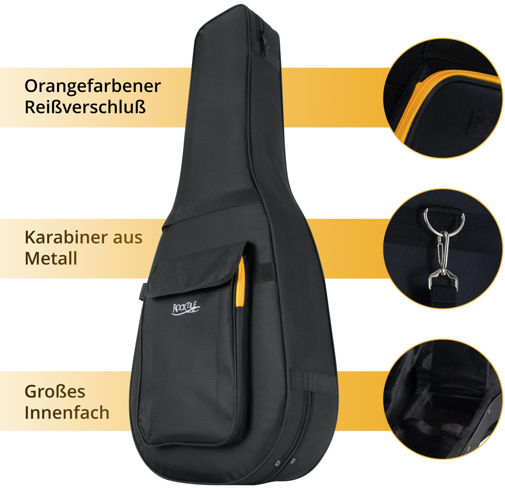 ROCKTILE WGSC-4222BK Westerngitarre Softcase - Handlicher Leichtkoffer für alle gängigen Westerngitarren