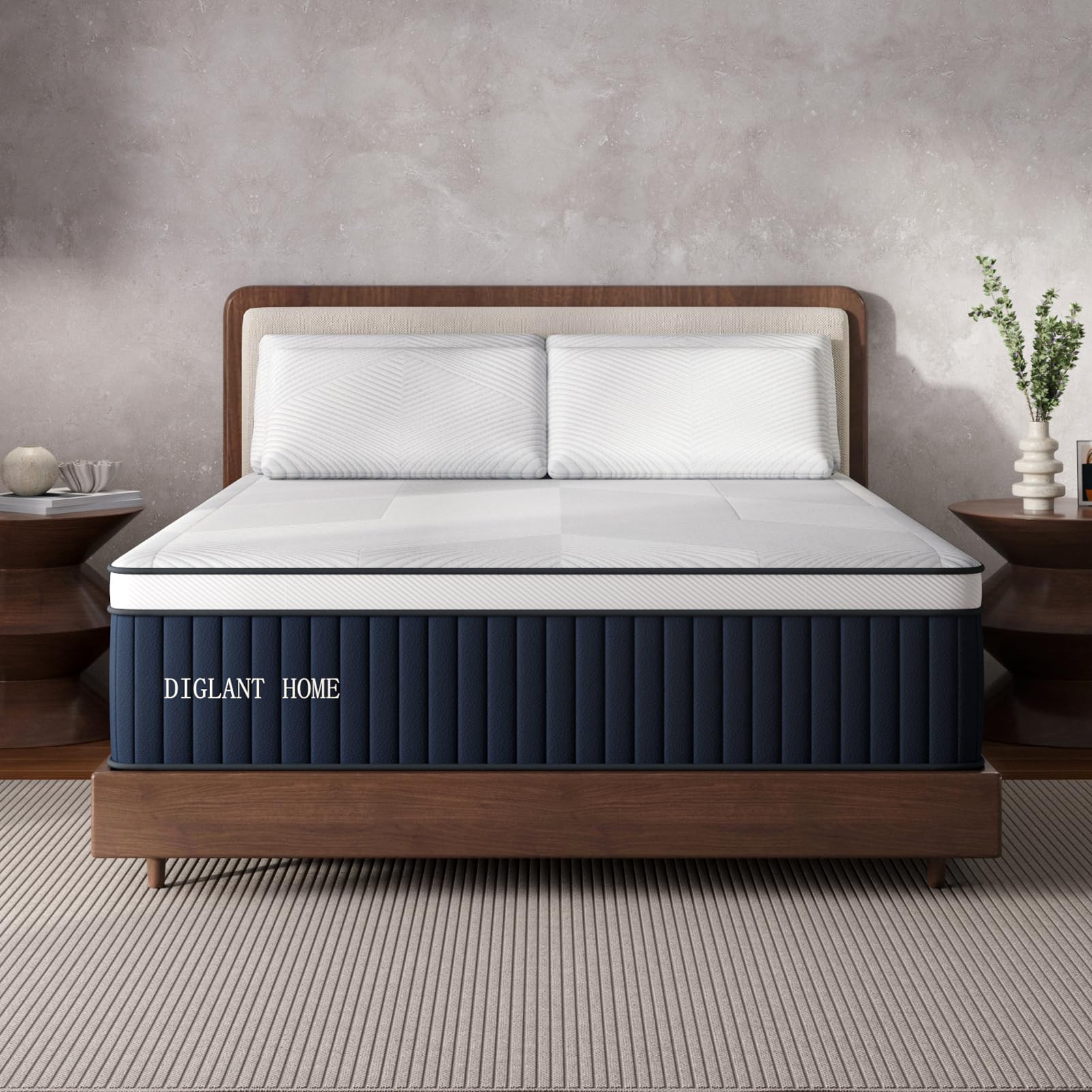 California King Mattress, DIGLANT 14 Inch Euro Top MDI Memory Foam with Pocket Springs Hybrid Mattress, Medium Plush Feel Calking Mattresses for