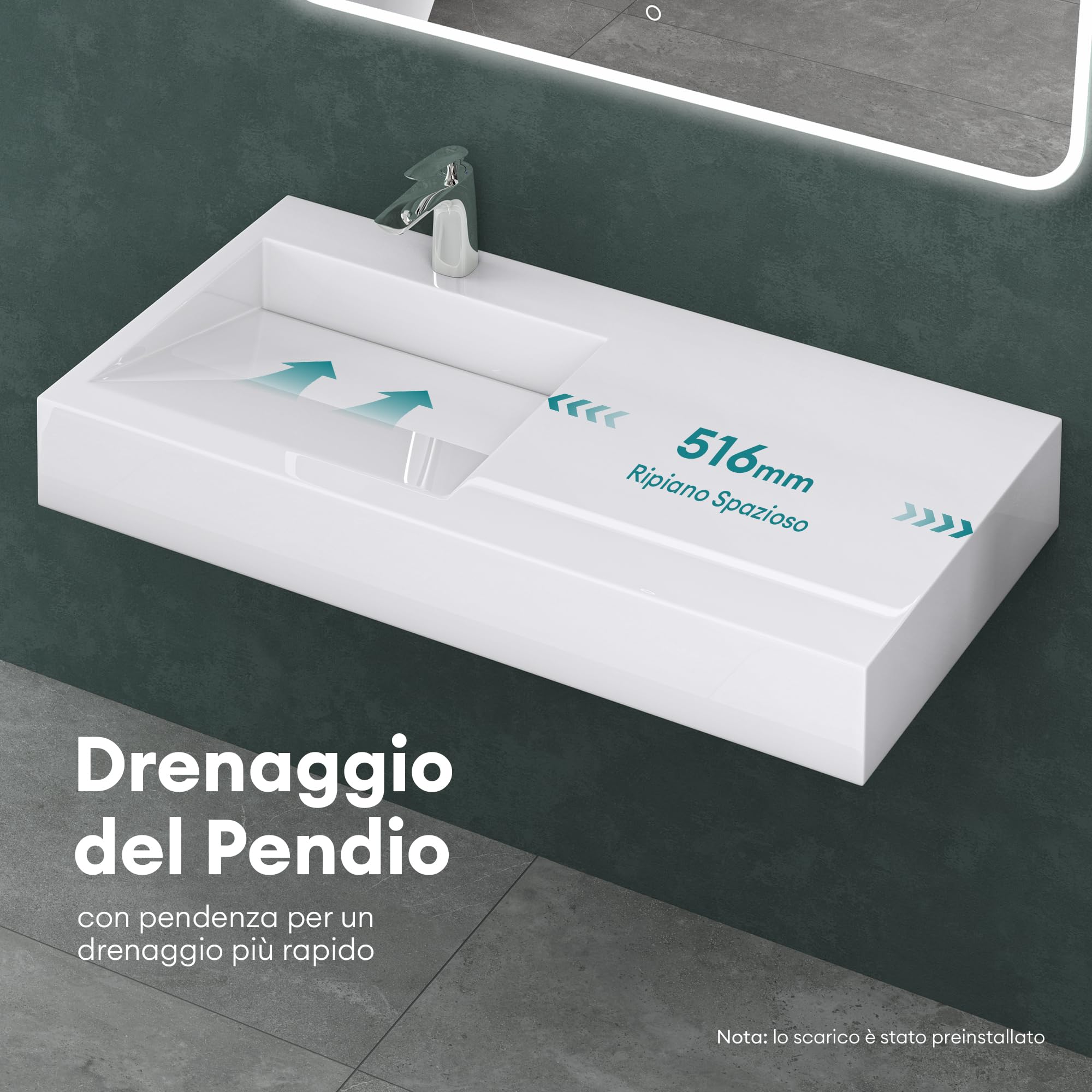 Mai & Mai Lavabo da Appoggio 75x51x13cm in Marmo Fuso, Colossum11 | Lavabo Bagno Sospeso Lavandino Bagno Rettangolare, Lavabo Rialzo, Bianco