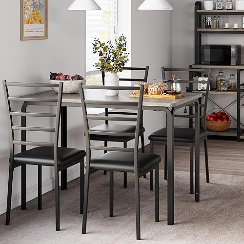 Juego de mesa de cocina y sillas para 4, juego de mesa de comedor para 4, juego de mesa de comedor de 5 piezas, juego de mesa de comedor moderno