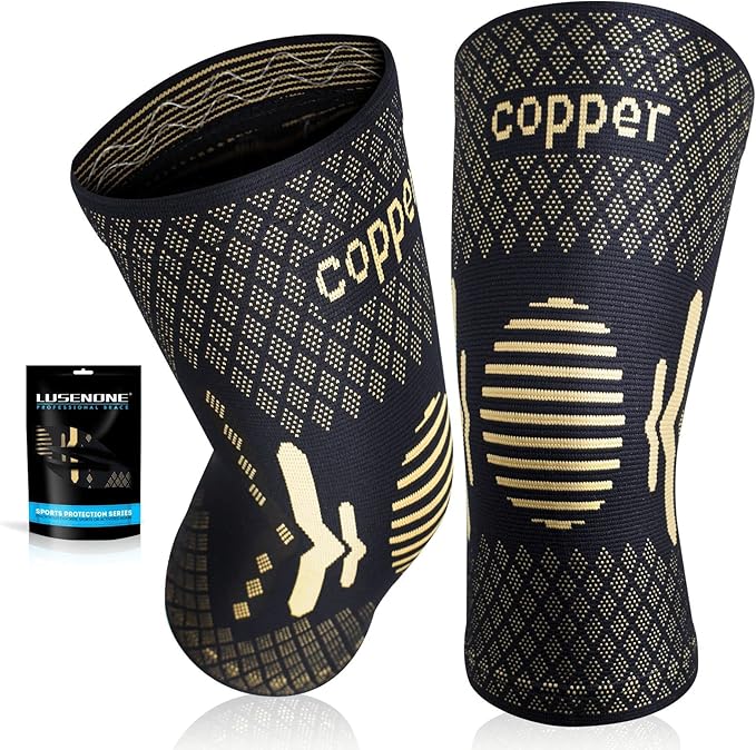 Copper Knee Brace 2 Pack, Knee Compression Sleeve for Men & Women, Best