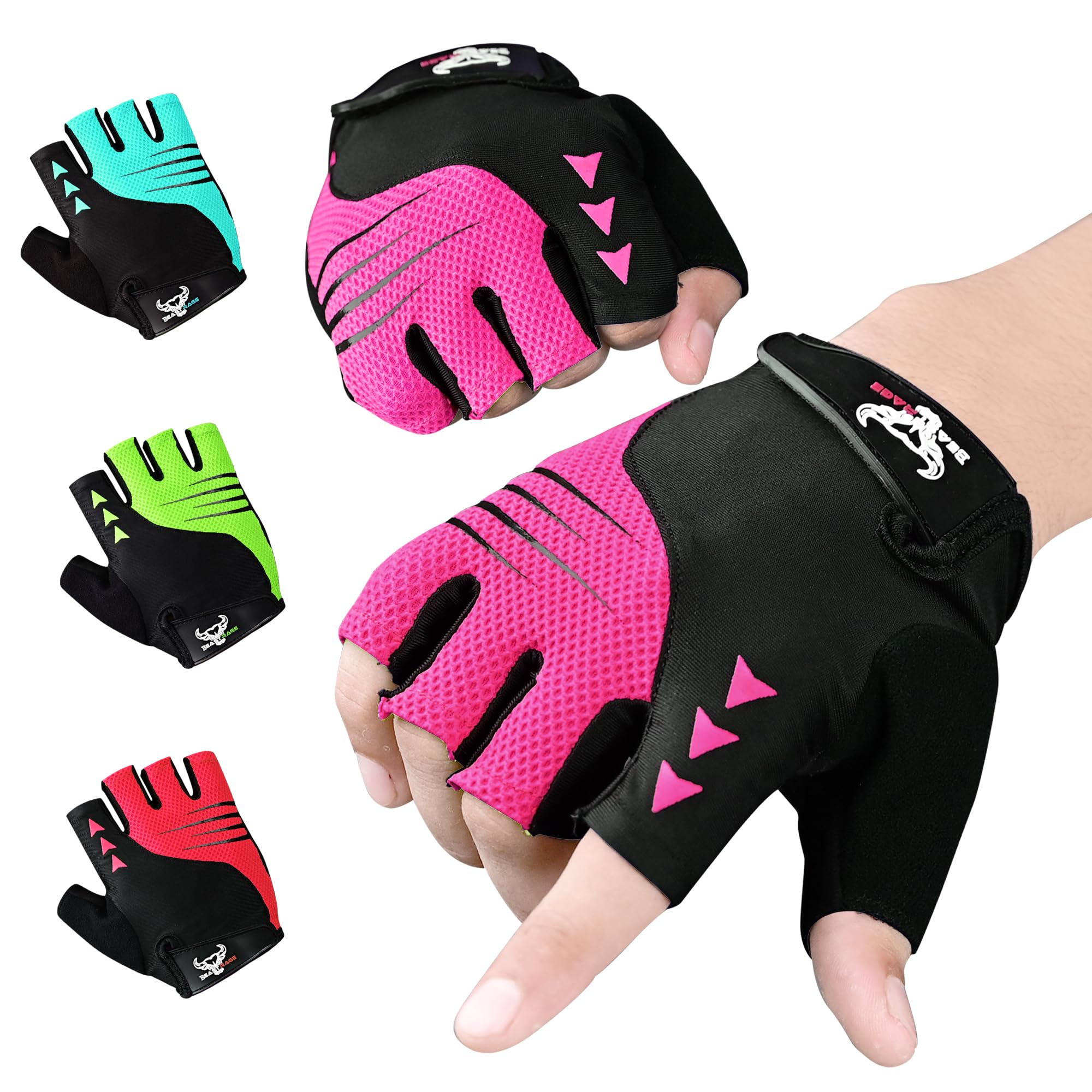 BEAST RAGE Gants de Cyclisme à demi-Doigts pour Hommes et Femmes, Gants vélo rembourrés Respirants Antidérapants, Gants de vélo de Route VTT Absorbant