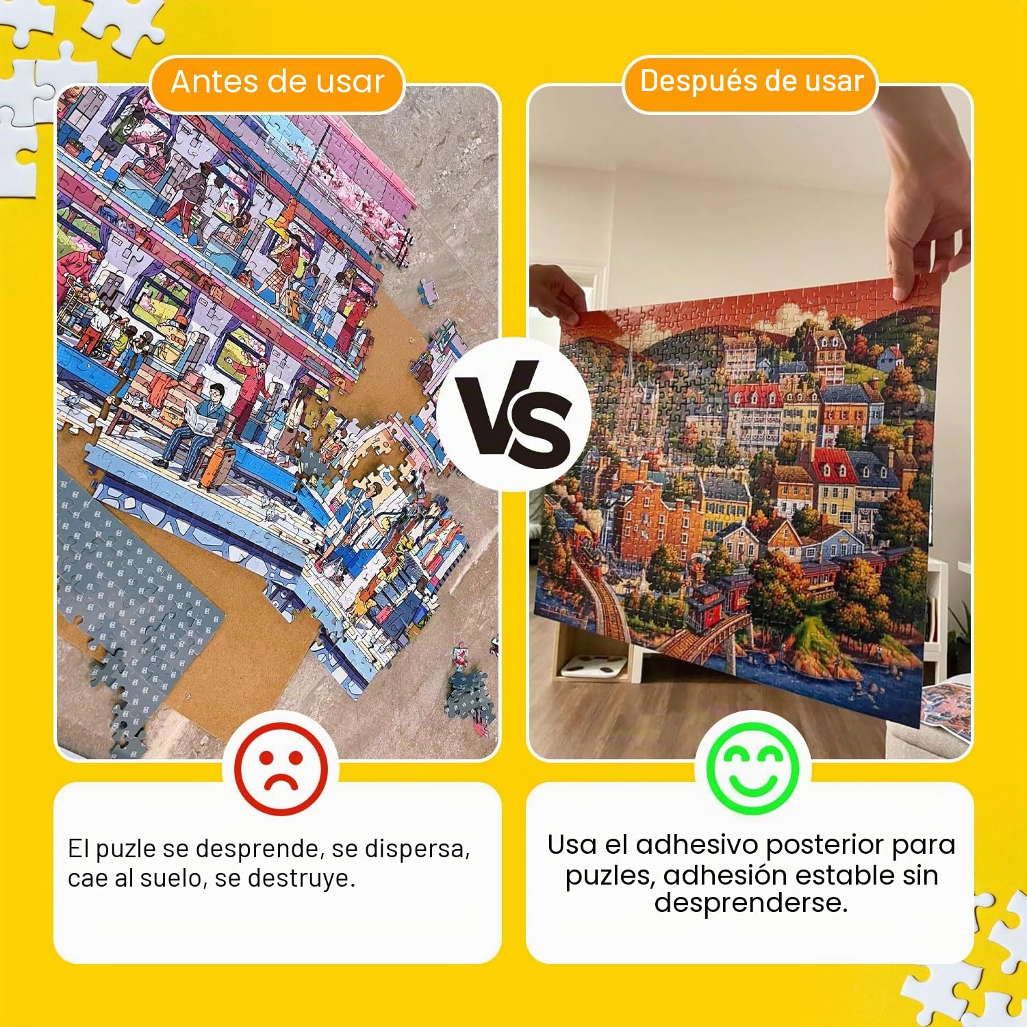 64 Hojas Pegamento para Puzzle Cola para Puzzle Papel Adhesivo Doble Cara Lámina Autoadhesiva Rompecabezas Apto para 8×1000 Piezas de Puzzles Fotos y Postales(25 × 18 cm)