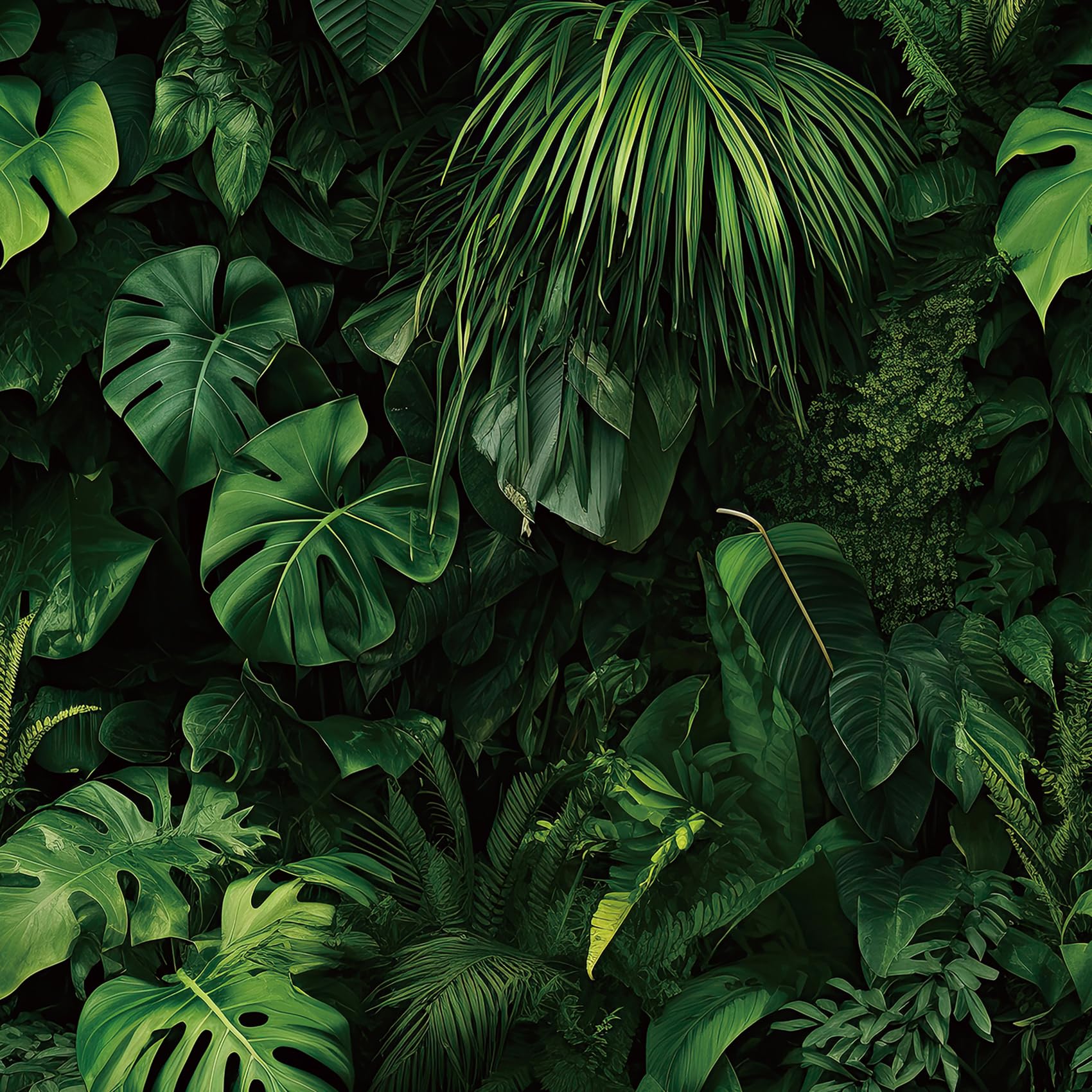 ReWallpaper Tropical Wallpaper Self Adhesive Green Jungle Vinyl Wrap for Furniture Kitchen Cupboards Faux 3D Vintage Forest Wallpaper for Bedroom Adults Living Room Removable 44.5CMx3M