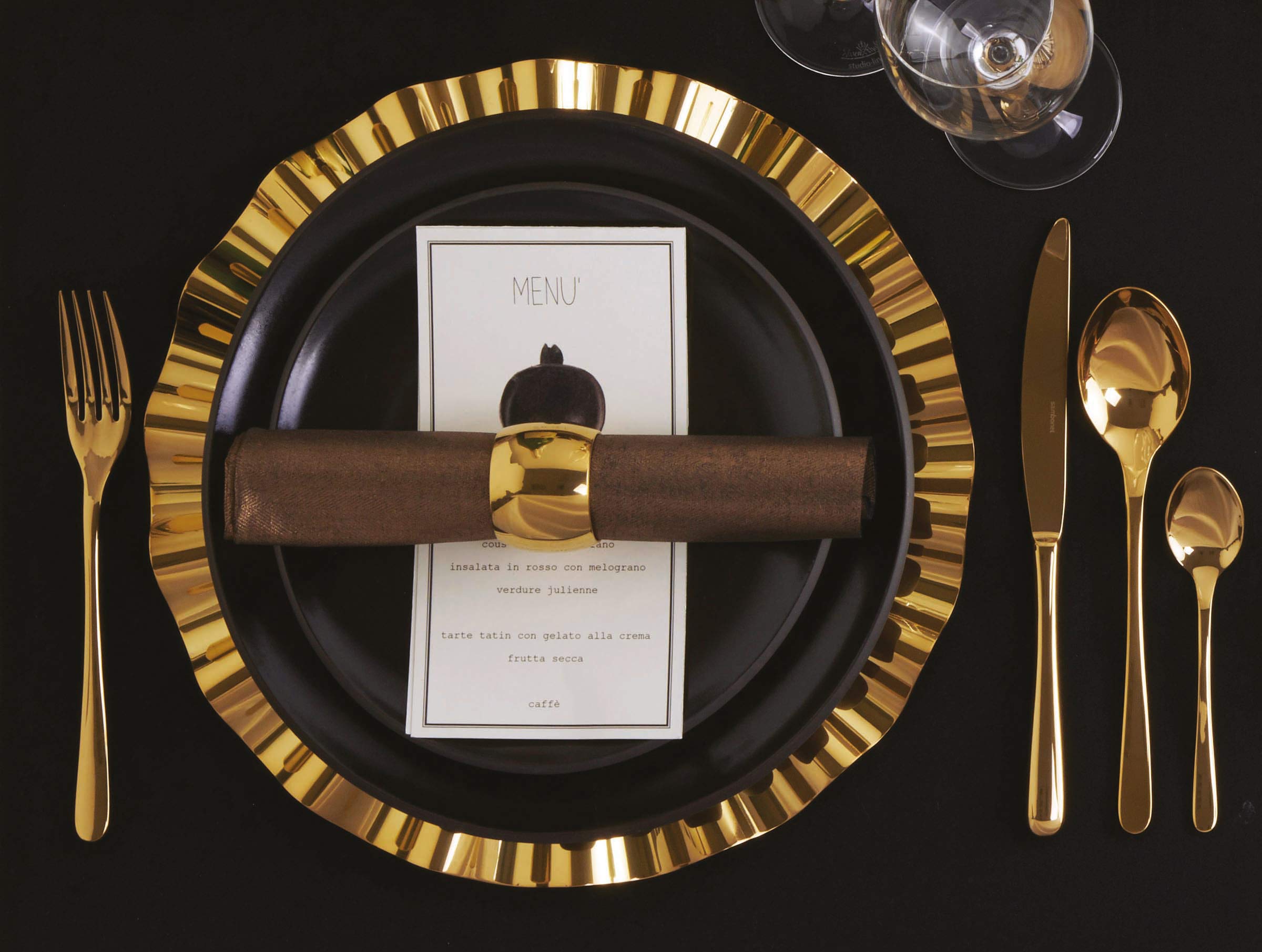 Sambonet - TASTE Tafelbesteck Set für 12 Personen, 60-teilig aus Edelstahl PVD-Finish, spülmaschinenfest, gold