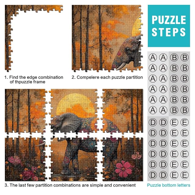 Foto 4 de 8 de Jigsaw Puzzles for Adults 1000 Pieces Abstract Painting Elephant Made of Cardboard，for Age 14+ Home…