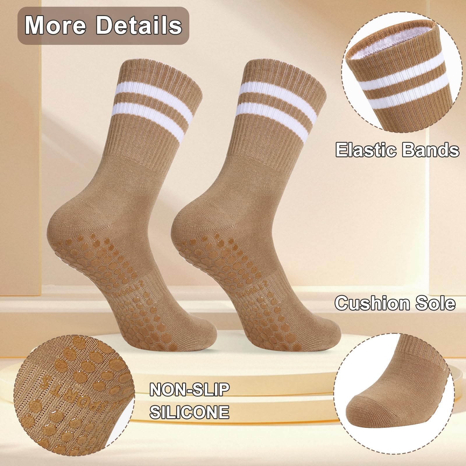 10 pares de calcetines largos antideslizantes con agarres para mujer, yoga, barra pura, ballet, entrenamiento, baile, 10 pares