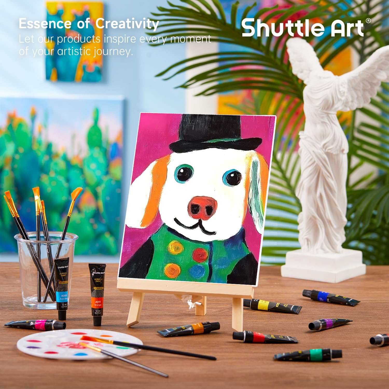 Shuttle Art Zestaw 87 farb akrylowych ze sztalugami