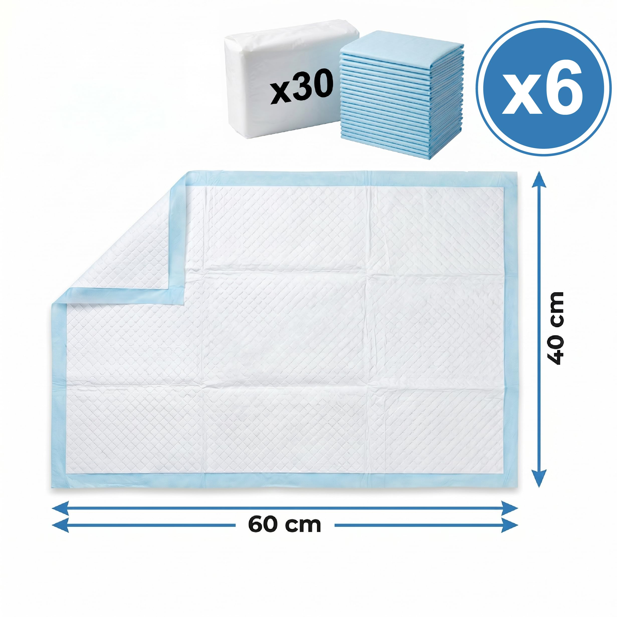KMINA Empapadores Cama Adultos 60x90 Desechables, Impermeable (180 uds) | Salvacamas absorbente con SAP y celulosa, protector de colchón antideslizante para enfermos, capa transpirable