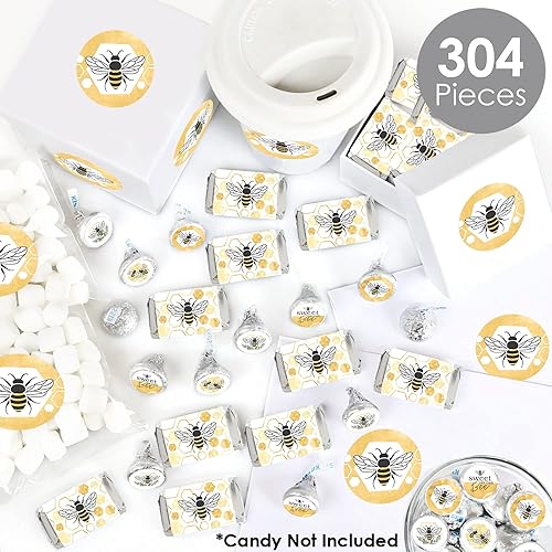 Miniatura 2 de Big Dot of Happiness Little Bumblebee - Mini envoltorios de barra de caramelo, calcomanías redondas de caramelo y calcomanías circulares - Kit de