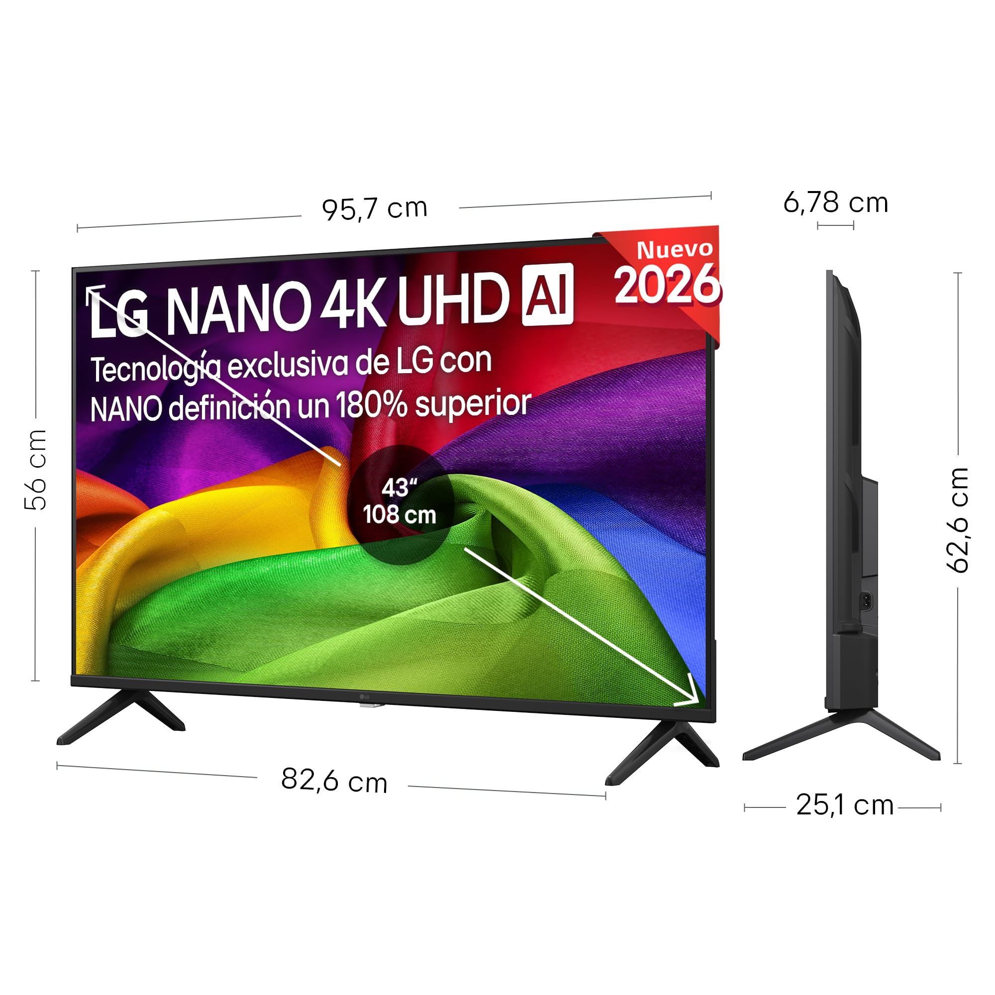 LG 43NU800B6LC - Smart TV Nano UHD AI 43" 4K Sin Reflejos 94%, 2026