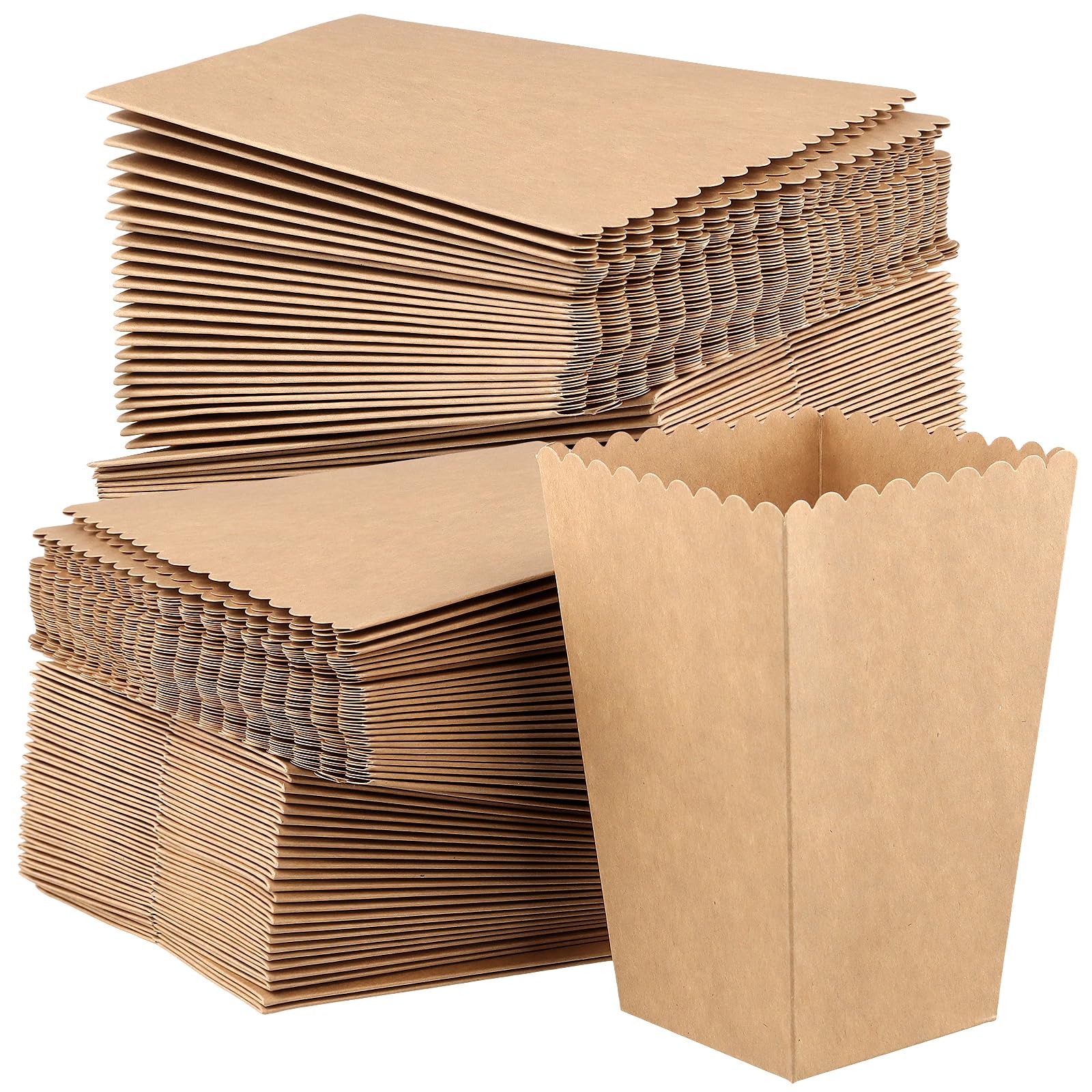 Lot de 100 boîtes à popcorn en papier kraft - 9x9x13.6 cm - Boîtes à pop-corn jaunes pour cinéma maison, fêtes, anniversaires - DIY décoratif