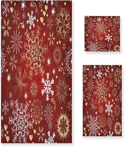 Vista 17 de Juego de toallas de baño de árbol de Navidad, ultra suaves, de secado rápido, absorbentes, juego de toallas de baño para ducha, toallas de mano