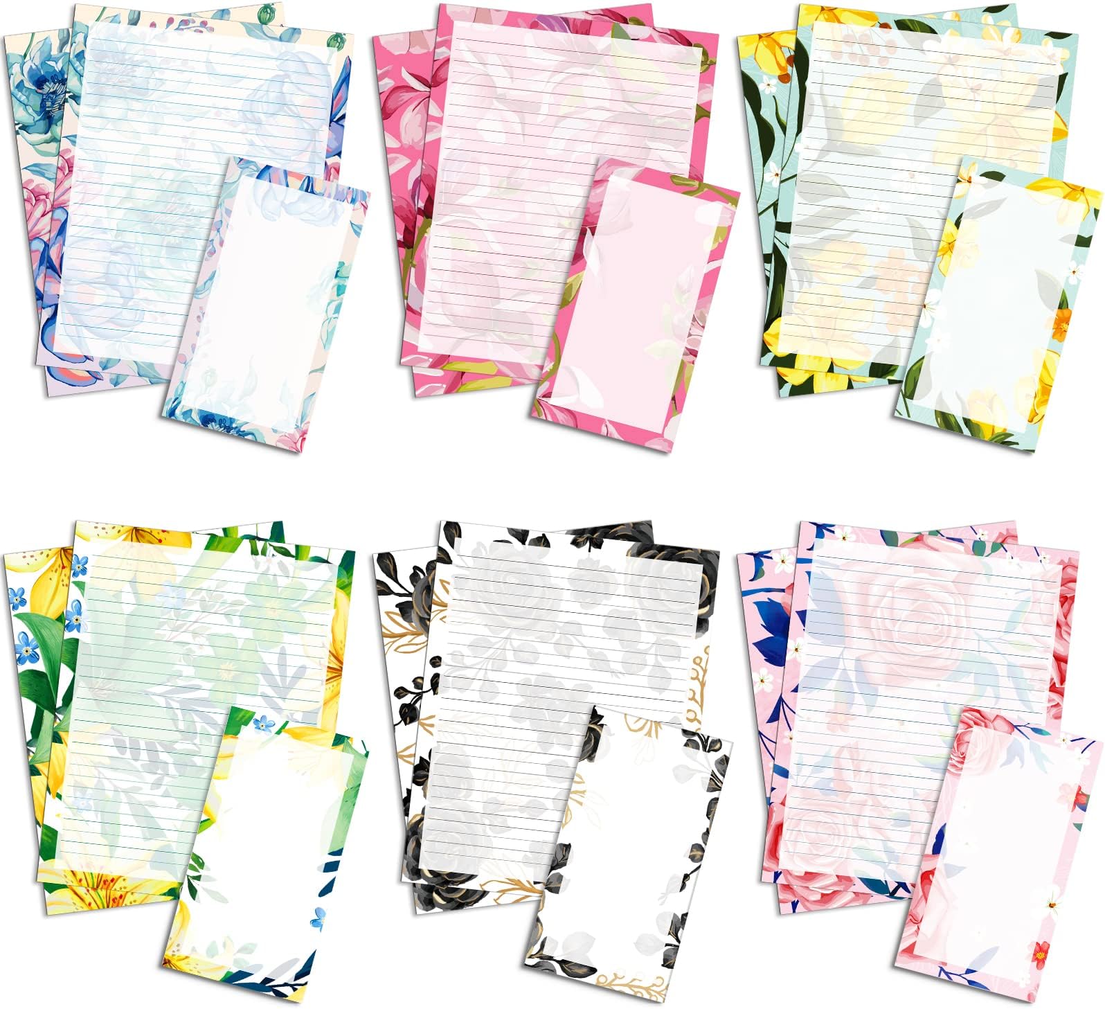 Floral Stationary set, Lined Stationary paper 8.5x11 inch, Cute Stationary Paper and Envelopes set 48 Sheets Stationery paper+24 Envelopes