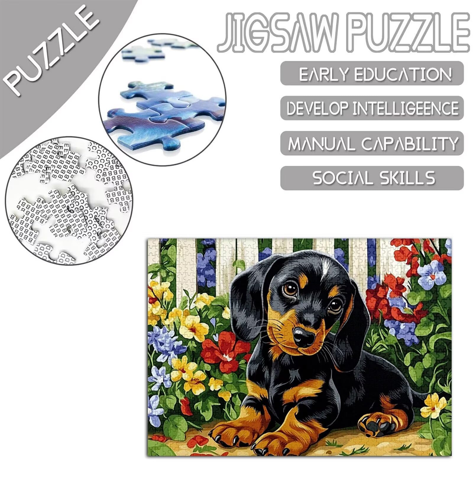 Cane Puzzle 1000 Pezzi Grandi Dimensioni per Adulti, Puzzle Animale Motivo Progettazione con Compact Box e Poster Incluso per Home Room Wall Decor Regalo Donna Men Gifts, Legna Jigsaw 75x50cm,Model230