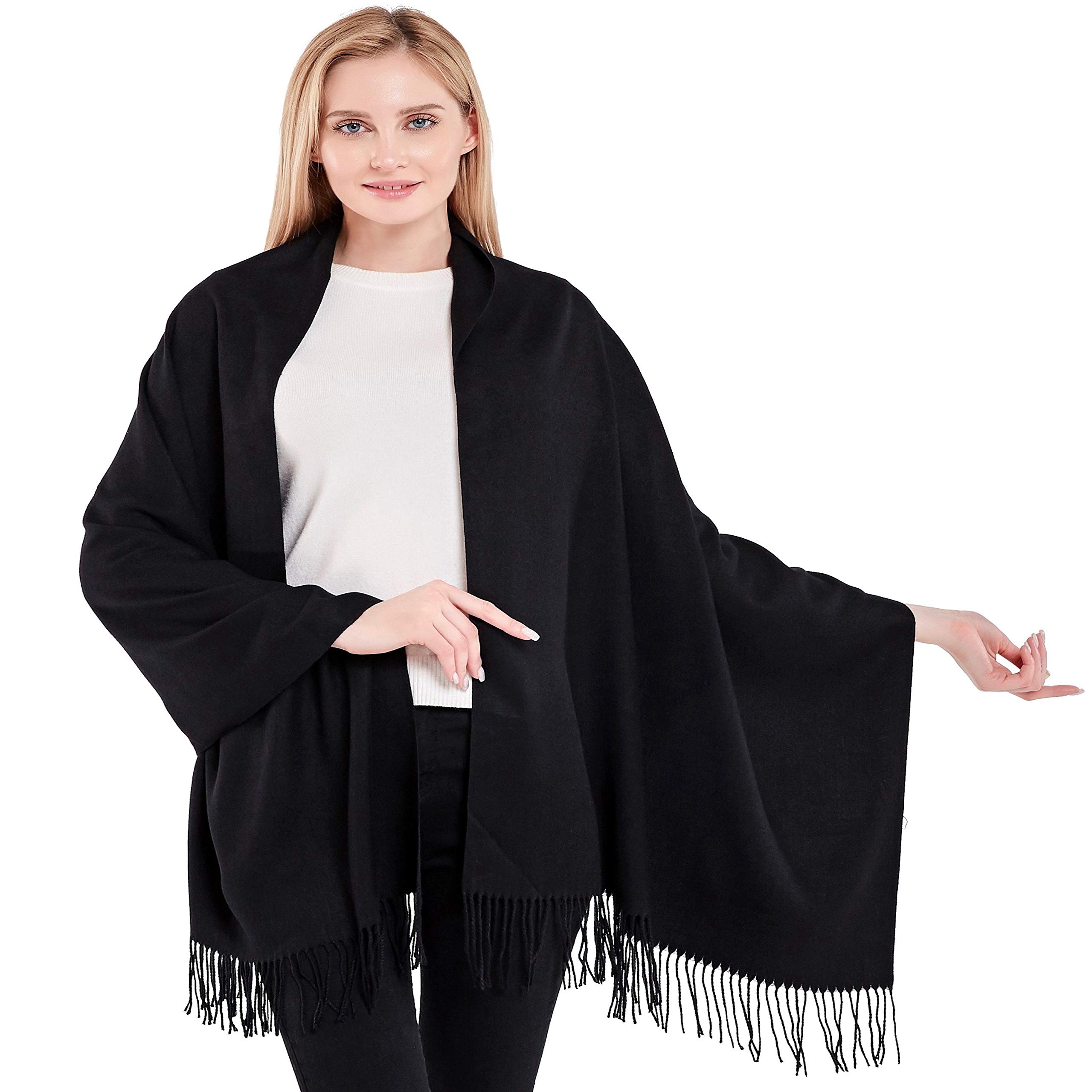 CJ Apparel Black Thick Solid Colour Design Shawl Seconds Scarf Stole Pashmina