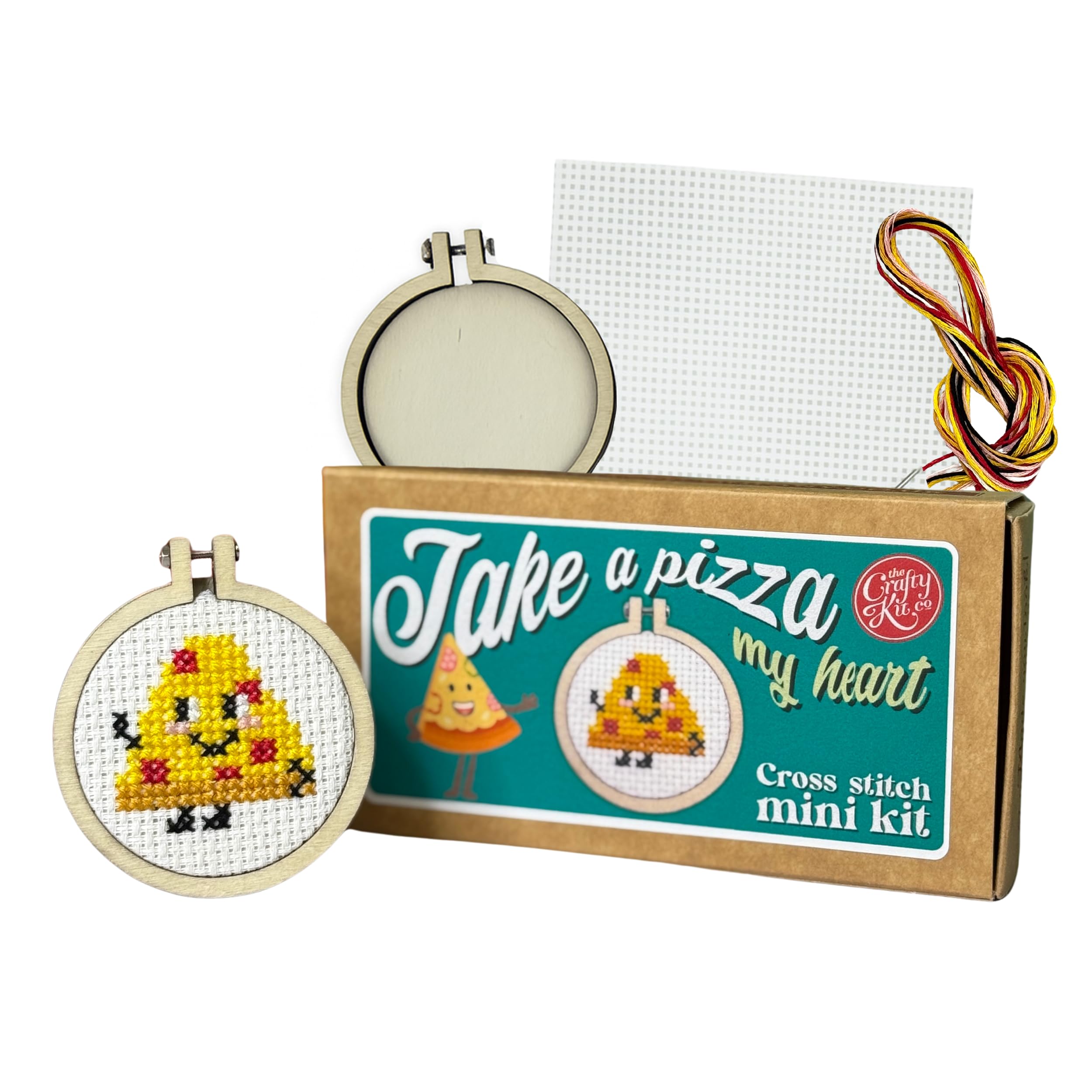 Take a pizza my heart (Pizza) - Mini Matchbox Cross Stitch Kit With Hoop By the
