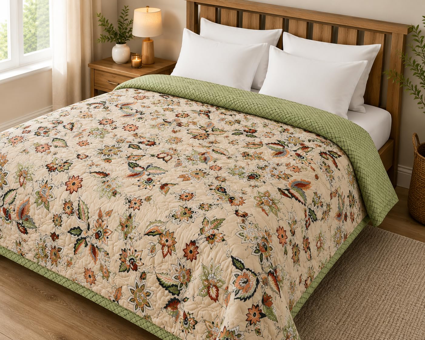 Ultrasonic Quilted AC Comforter 280 GSM | Premium Microfiber Reversible All Season Blanket for Double Bed | Ultra Soft Lightweight Quilt Duvet (225 x 220 Inches) Multi Colour-image-38