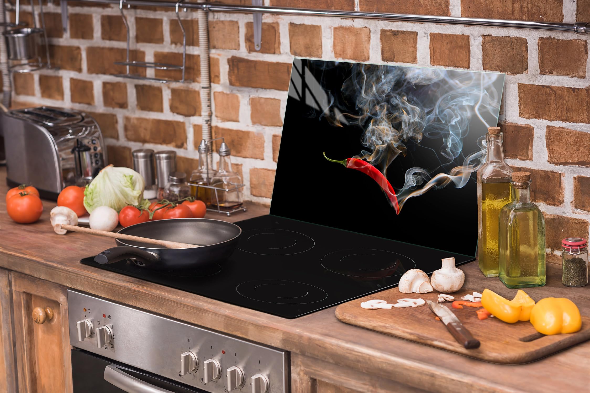 TMK ArtDeko Placa protectora de vitrocerámica 70 x 52 cm 1 pieza cocina eléctrica universal para inducción protección contra salpicaduras tabla de cortar de vidrio templado, Chile