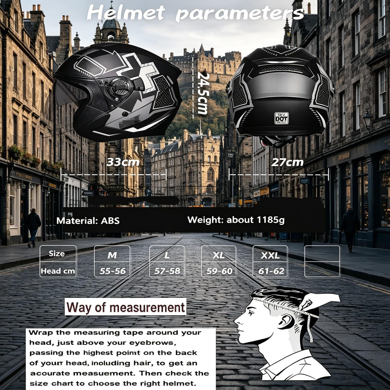 Voyager 3/4 Casque Jet Moto Homologué Dot ECE Noir Mat Bande Dorée Visière Solaire Cachée Doublure Amovible Lavable Hommes Femmes M-2XL Casque Scooter Cruiser