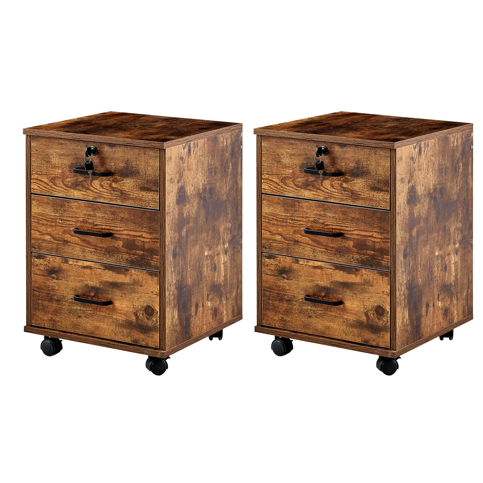 Caisson De Bureau à 4 Tiroirs Avec Roulettes - Noir, Rangement A4, Tiroir Verrouillable, Facile à Monter