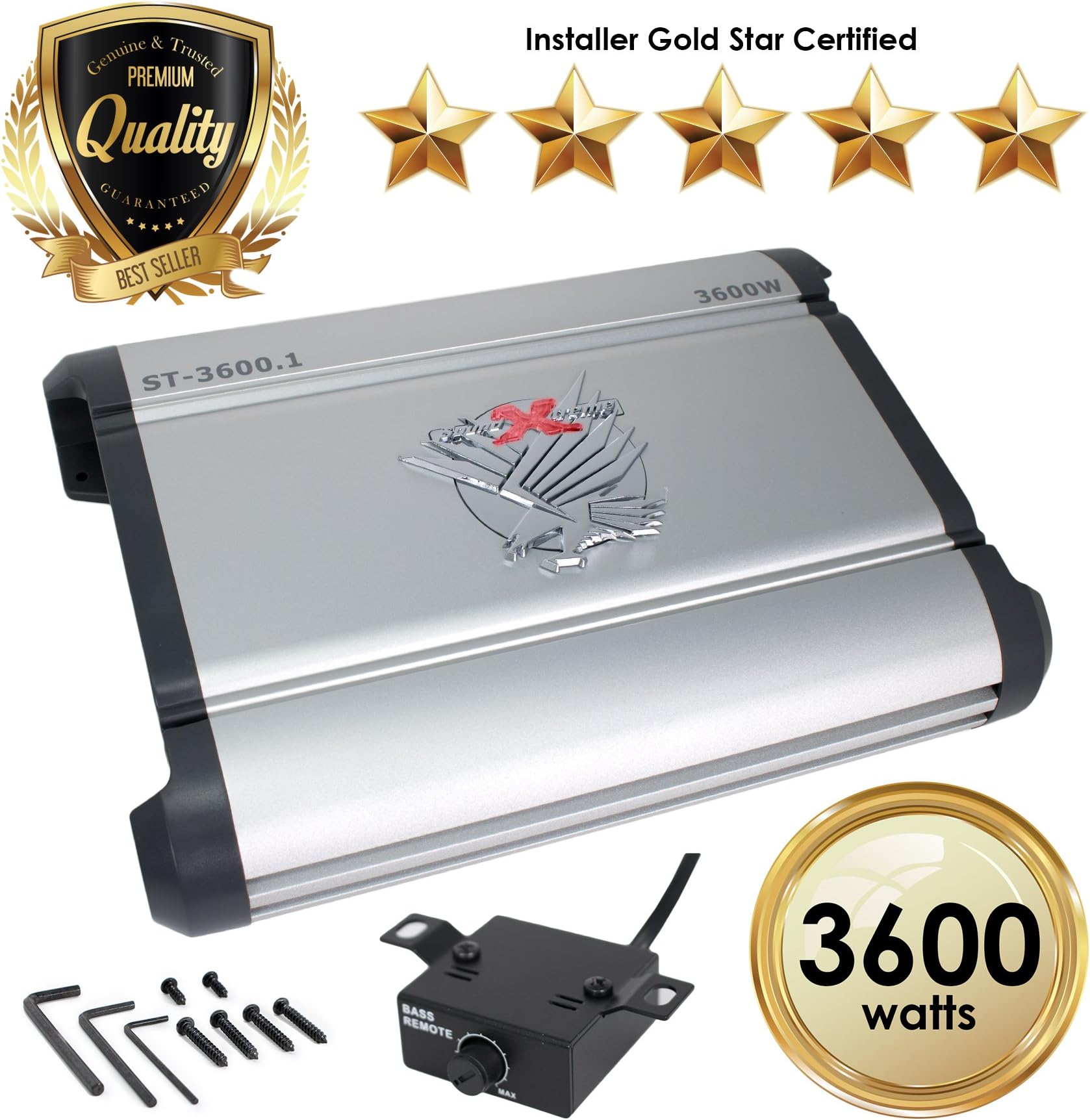 SoundXtreme ST-3600.1 MonoBlock Amplifier 1 Ohm Stable 3600W w/Remote Subwoofer Level Control
