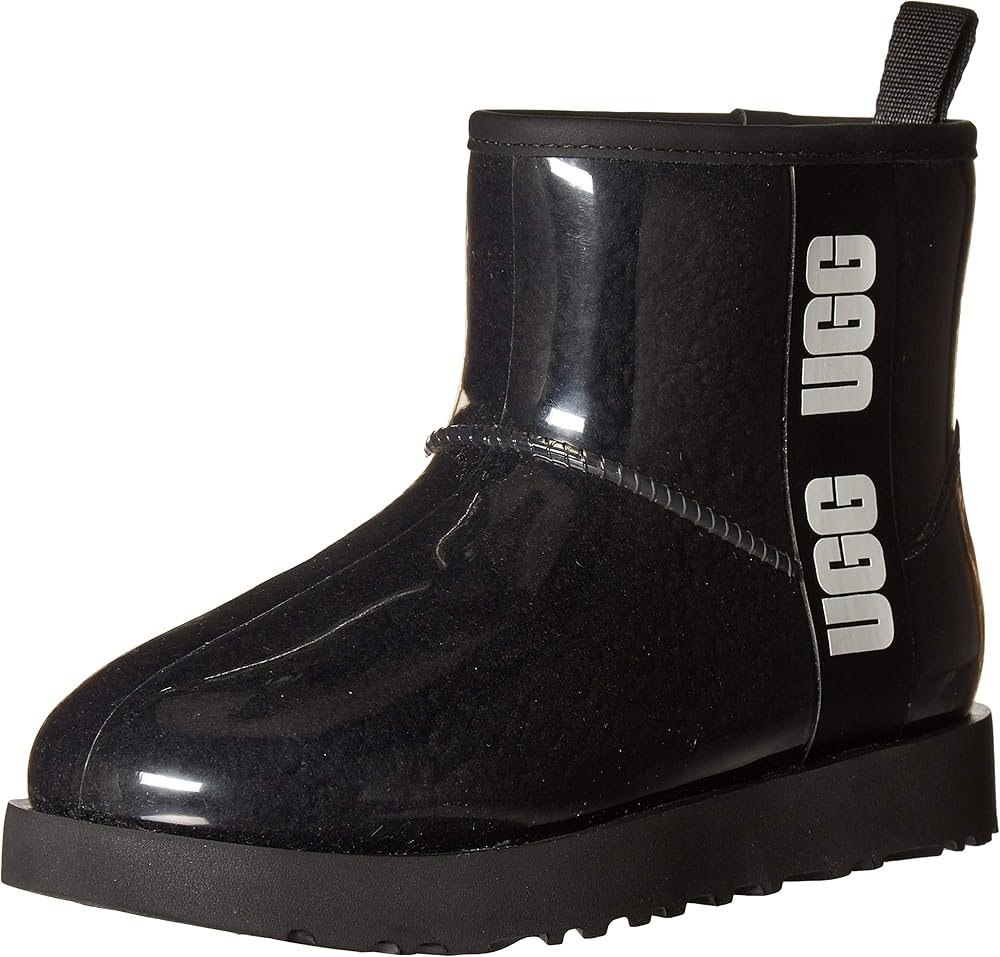 Ugg classic clear mini stivali da donna tomaia trasparente foderati in misto lana 1113190/Nero