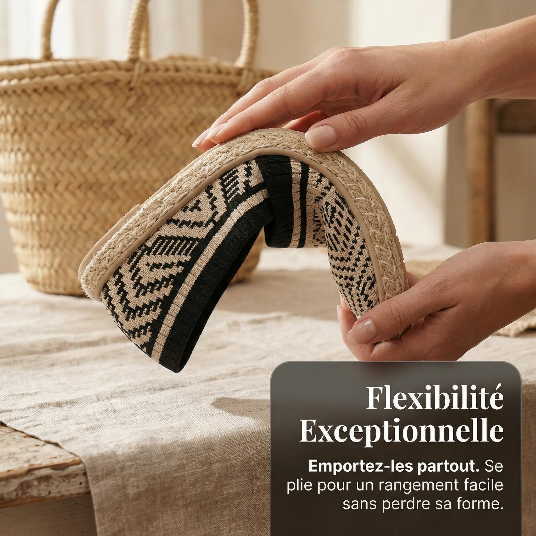 GLAMORA Espadrilles Femme Maille Tricotée Ballerines Plates Slip-on Respirantes Semelle Corde Tressée Antidérapante Chaussures Légères Souples Confort Tricot Stretch Mocassins Été