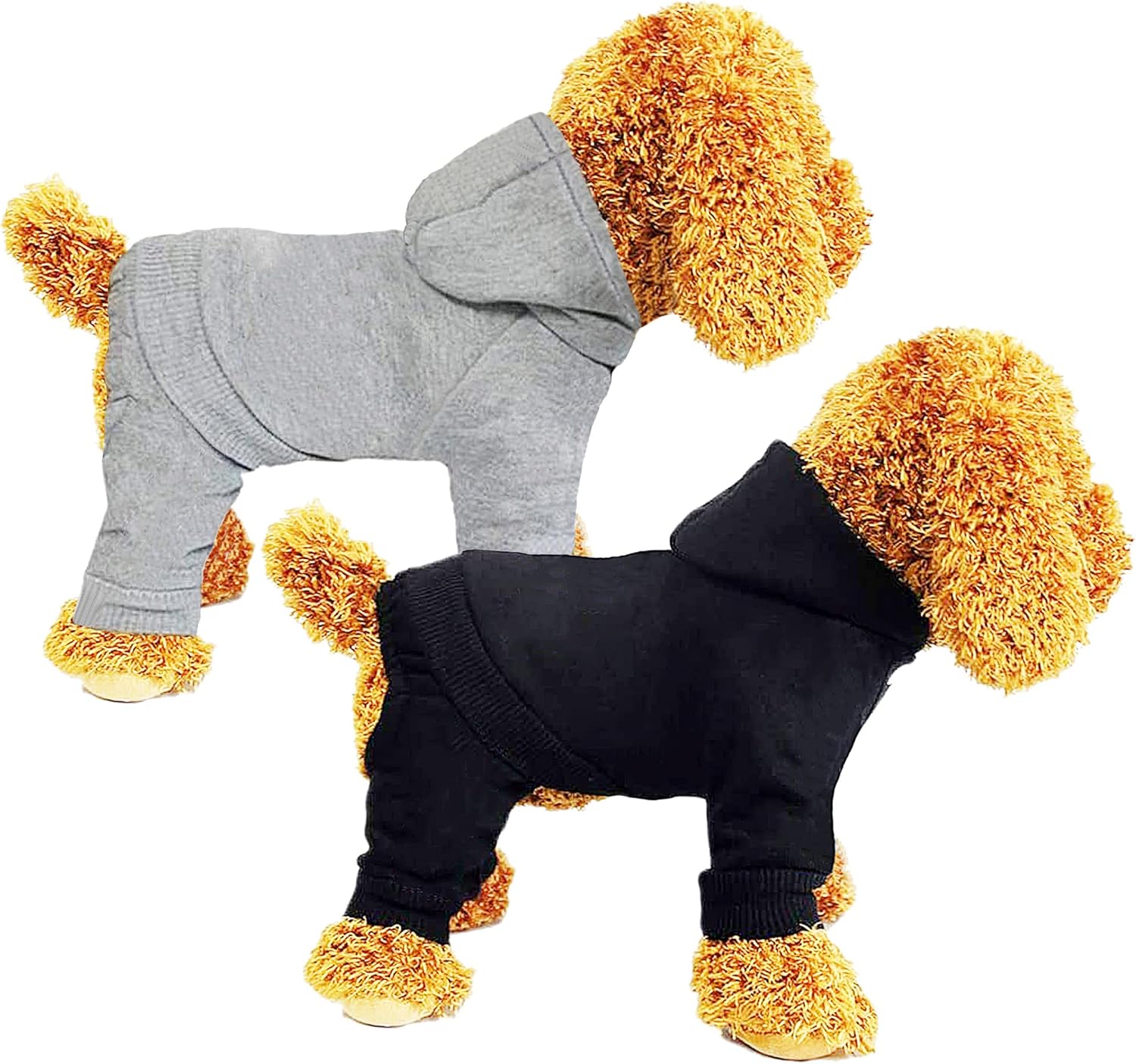 Dog Clothes, Dog Costume, Dog Hoodie, Dog Winter Coat, Dog Dress, Dog Coat, Dog Onesie, Dog Sweatshirt, ​​4 Legs Warm Pet Costume for Small Dogs Cats Boy or Girl, 2 Pack Black Grey M