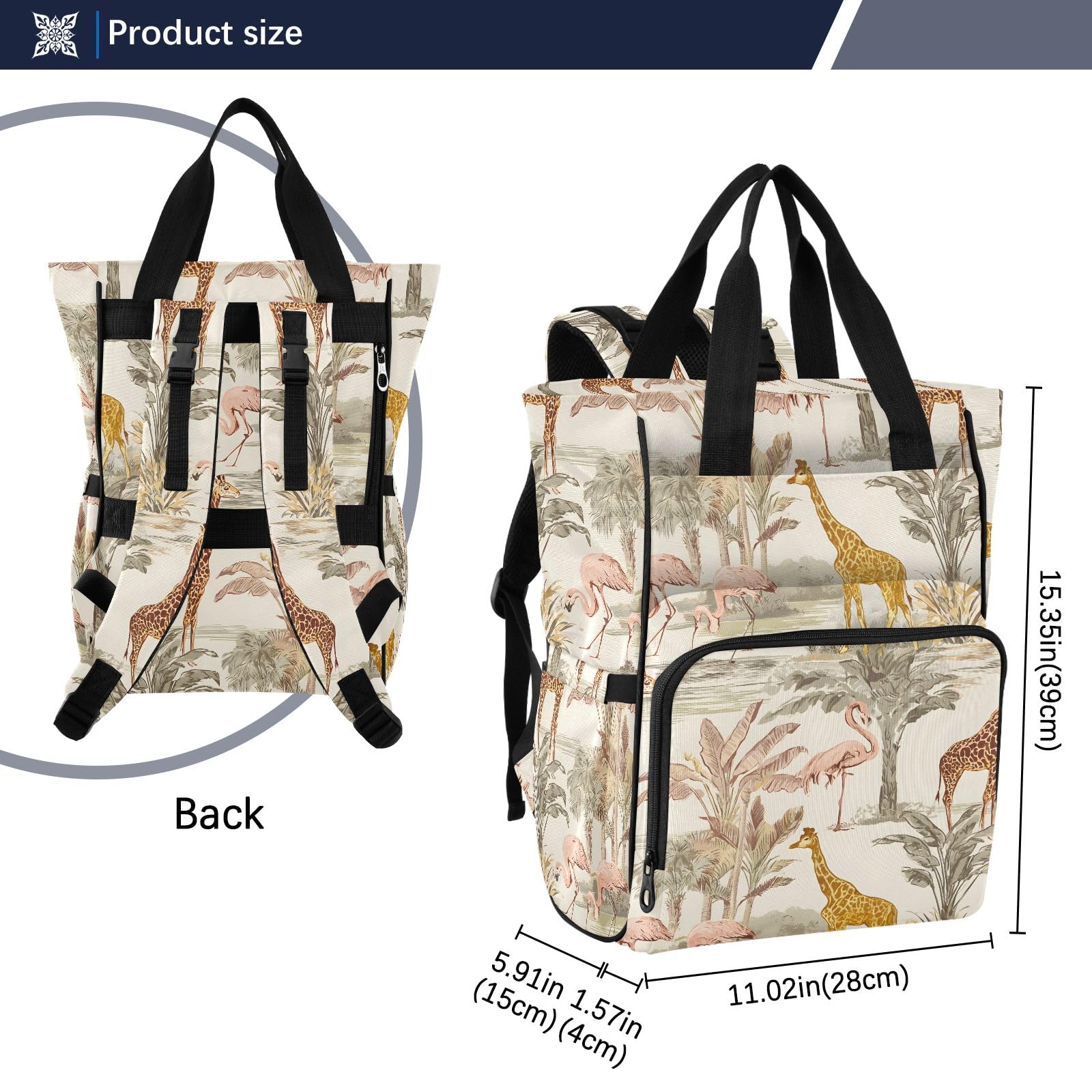 Mnsruu Ffyy6_tropical_jungle_themed_decorative_paintingspatterns_featu_8a13387d-36d7-41aa-9feb-51955419a04c - Mochila para pañales de bebé, bolsa grande, impermeable, bolsas de pañales de viaje para
