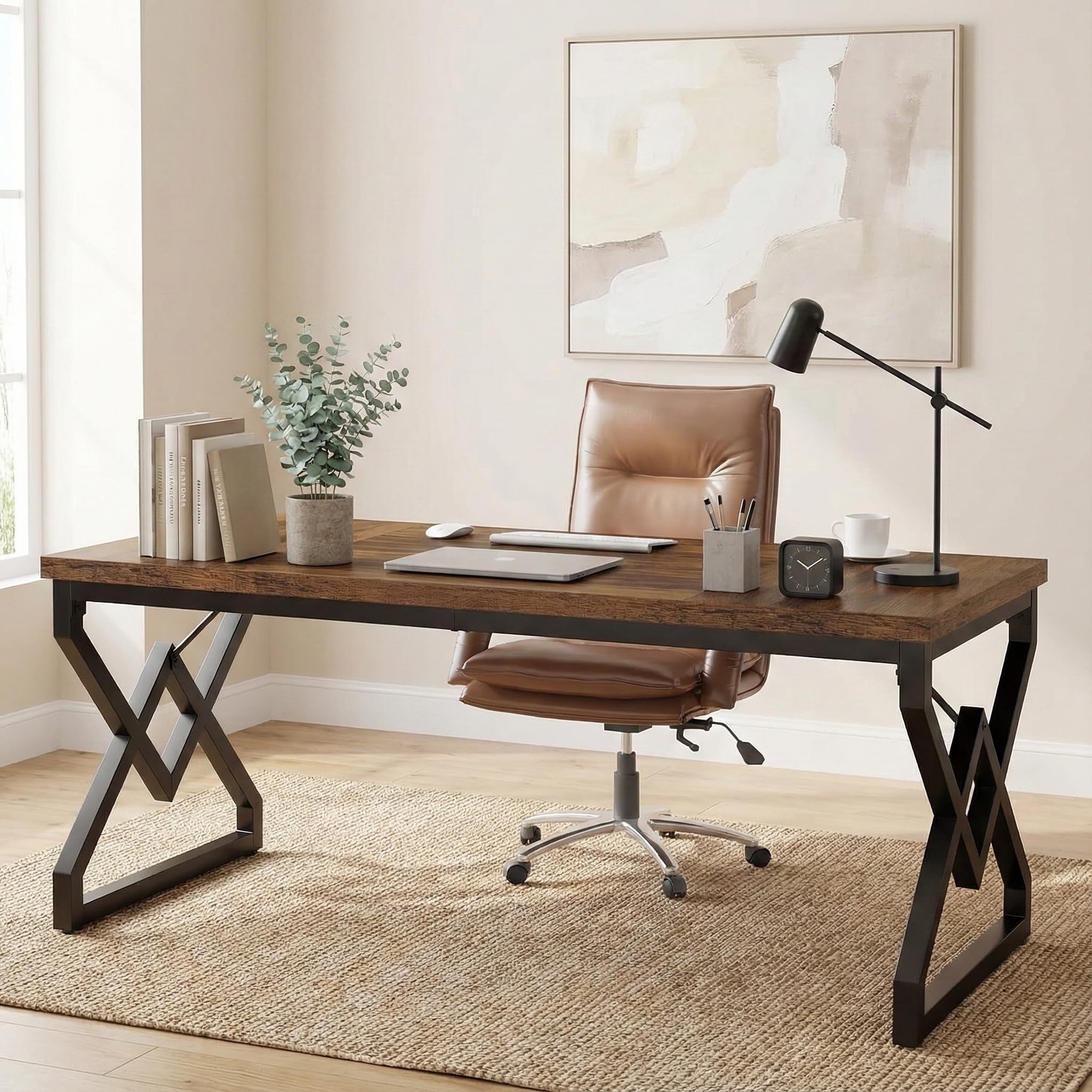 Lailang 160cm Scrivania, Scrittoio Vintage, Tavolo Ufficio Riunioni, Scrivania In Legno, Mobili Ufficio Moderni, 160 x 18 x 18 cm, Vintage Brown